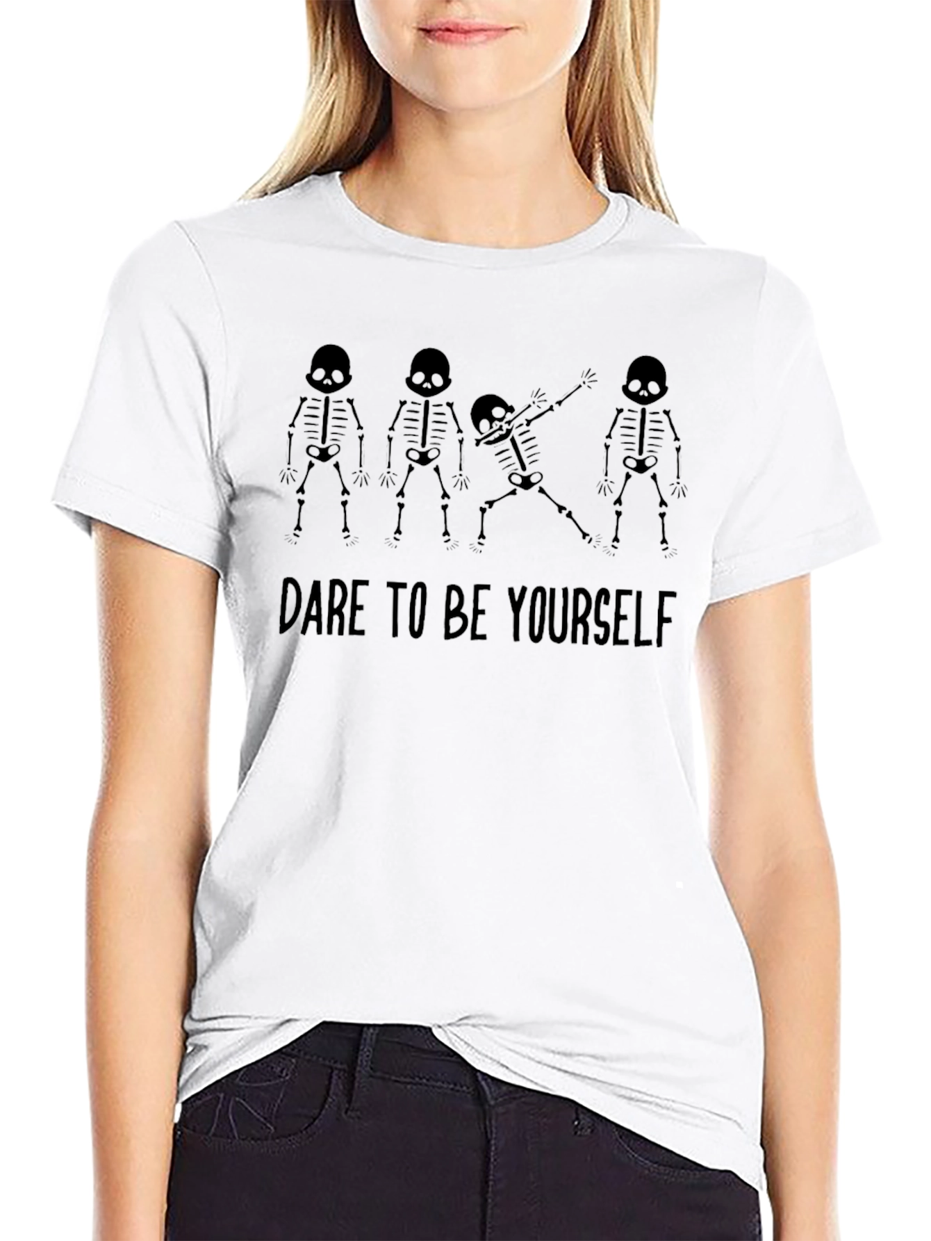 Dare To Be Yourself Skeleton Graphic Tee