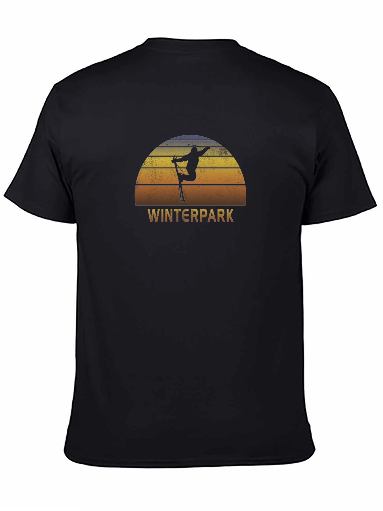 Winterpark Skiing Graphic T-Shirt - Retro Sunset