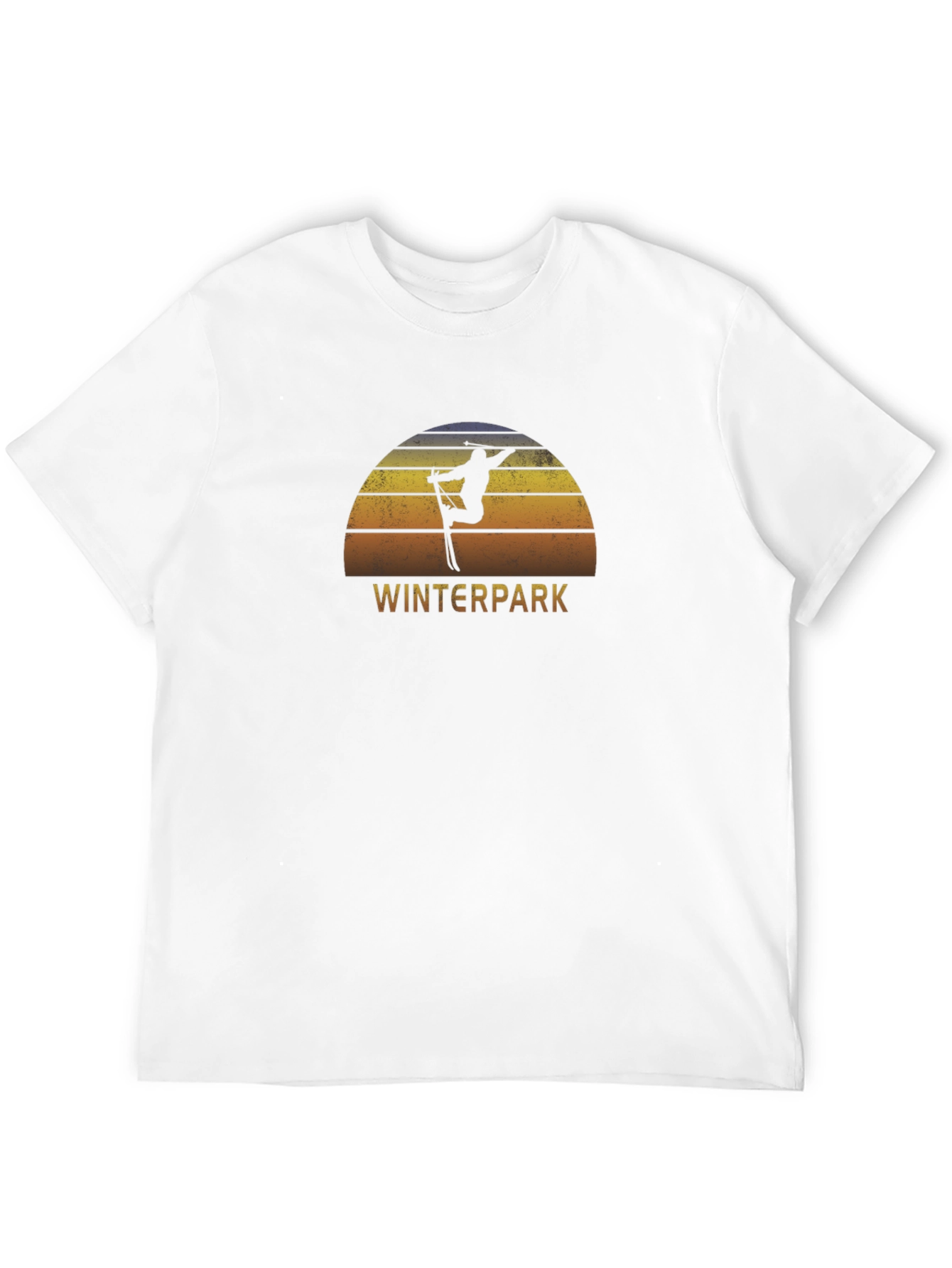 Winterpark Skiing Graphic T-Shirt - Retro Sunset
