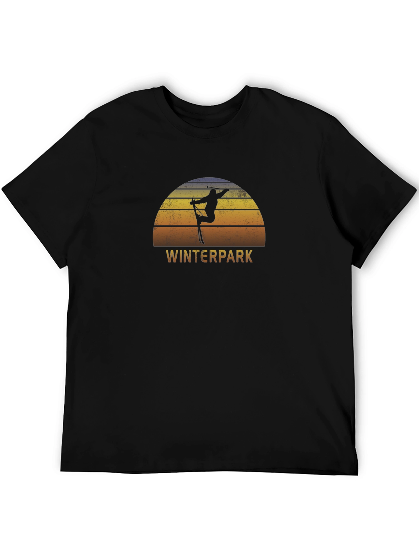 Winterpark Skiing Graphic T-Shirt - Retro Sunset