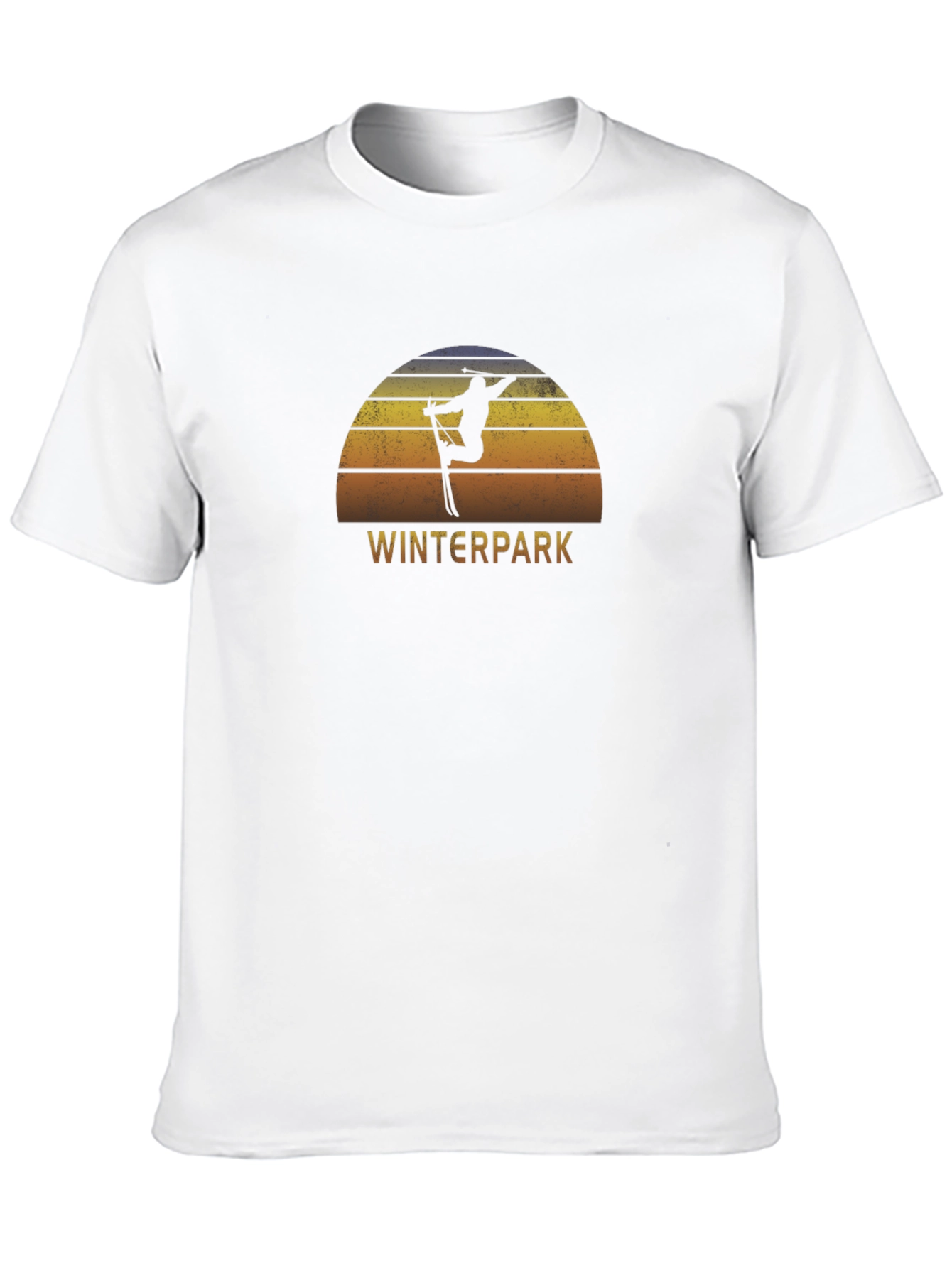 Winterpark Skiing Graphic T-Shirt - Retro Sunset
