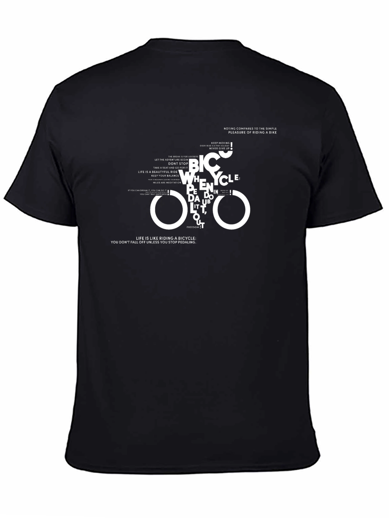 Bicycle Typography Graphic Print Black T-Shirt