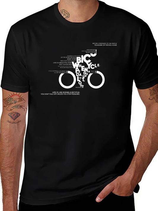 Bicycle Typography Graphic Print Black T-Shirt