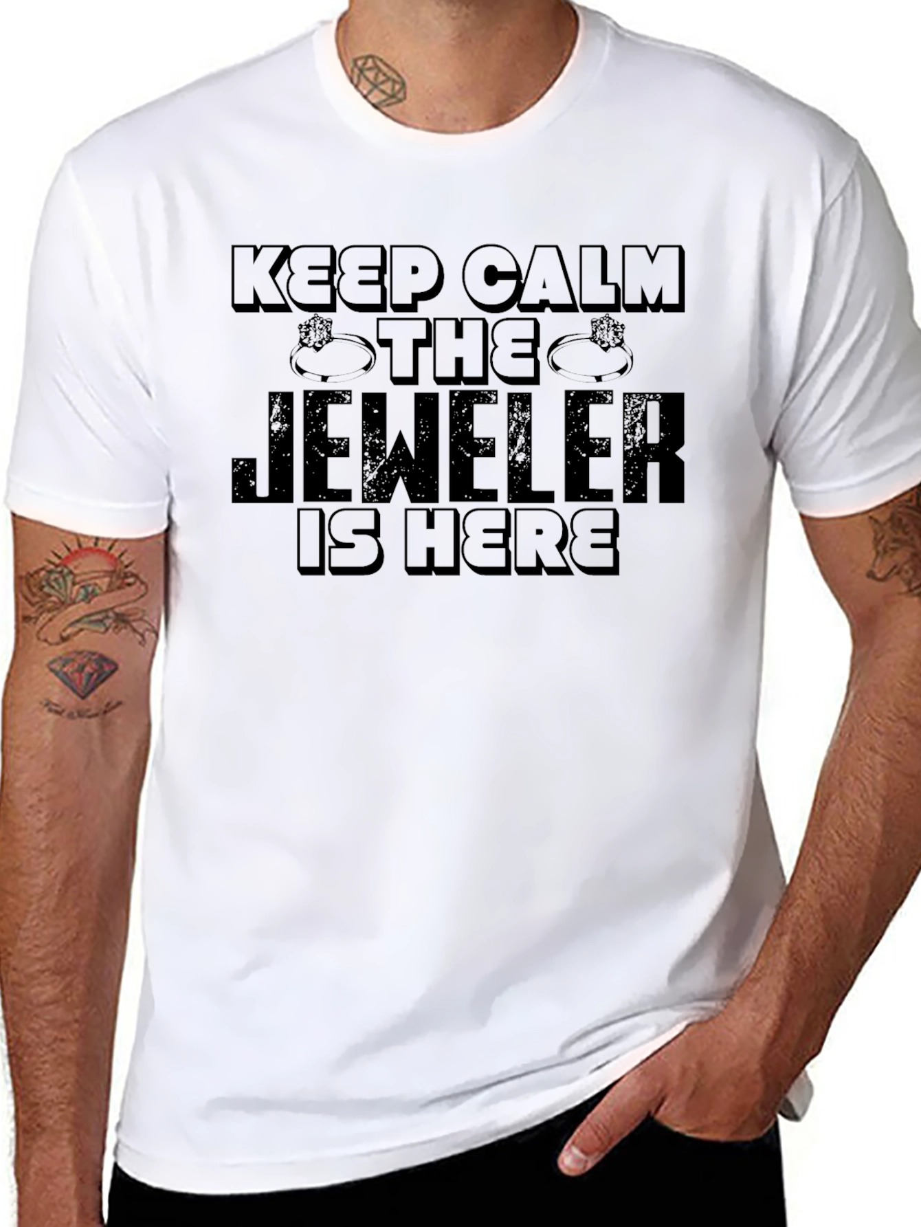 Keep Calm The Jeweler Is Here Black T-Shirt