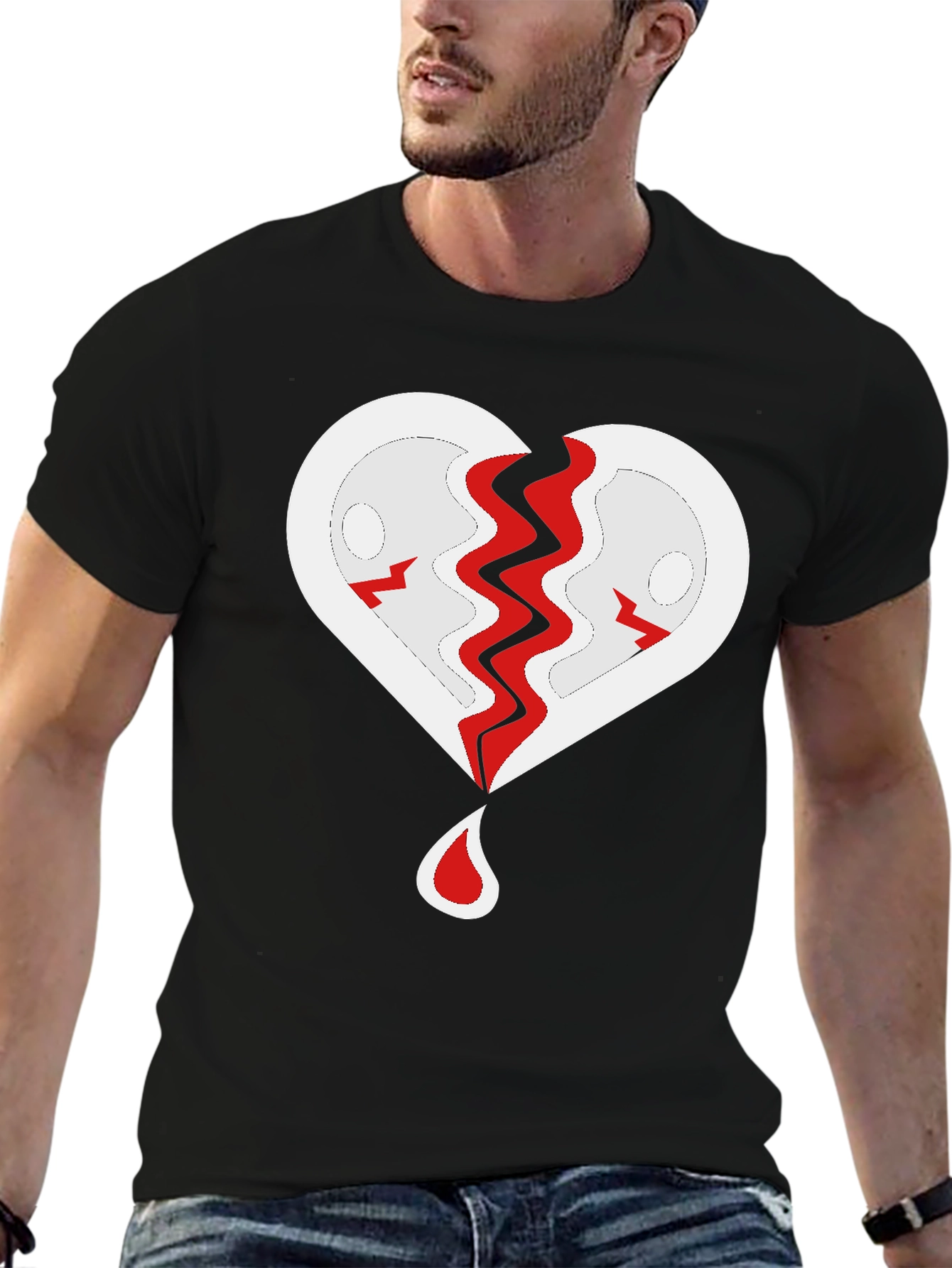 Broken Heart Graphic T-Shirt - Black