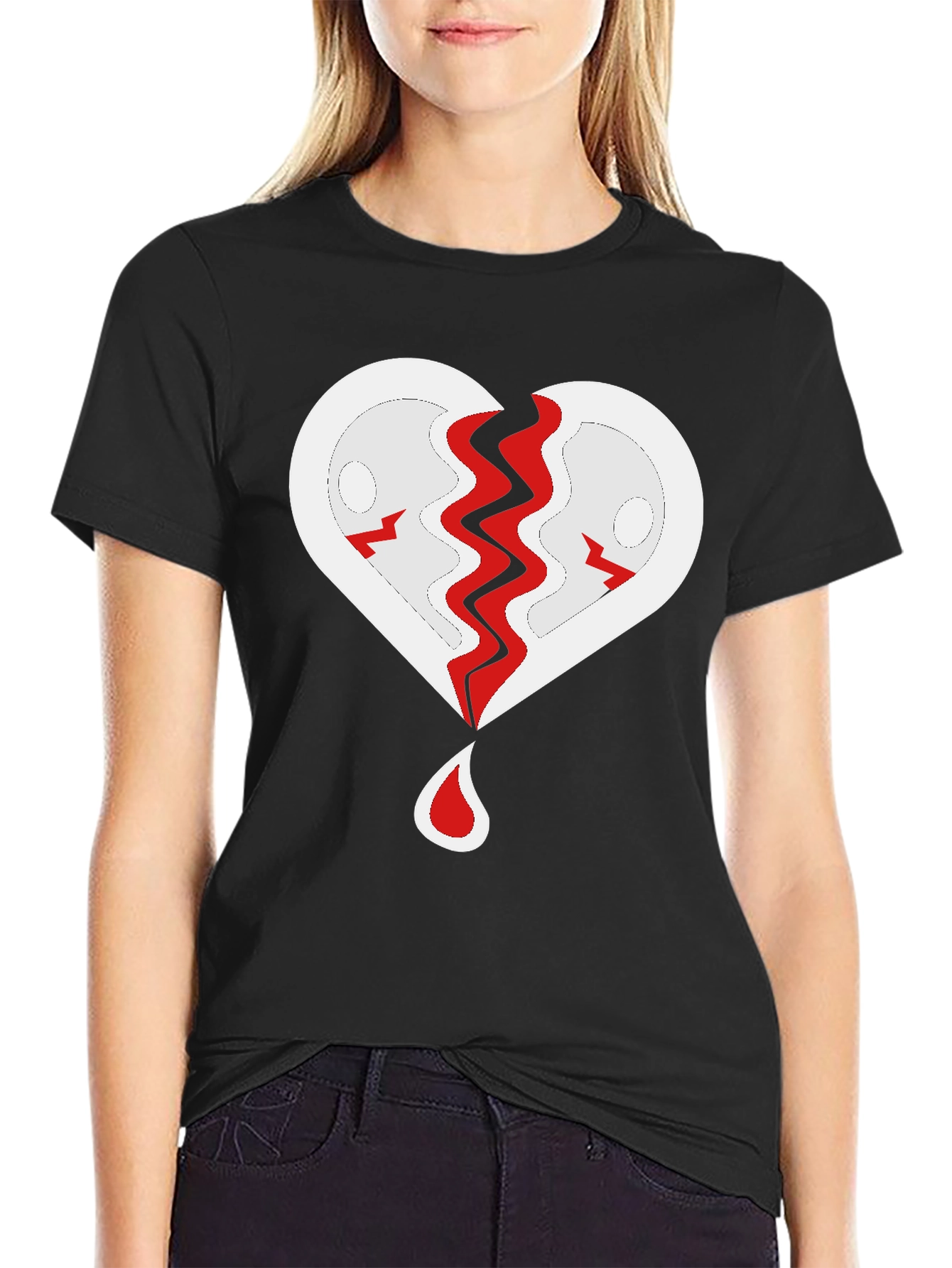 Broken Heart Graphic T-Shirt - Black