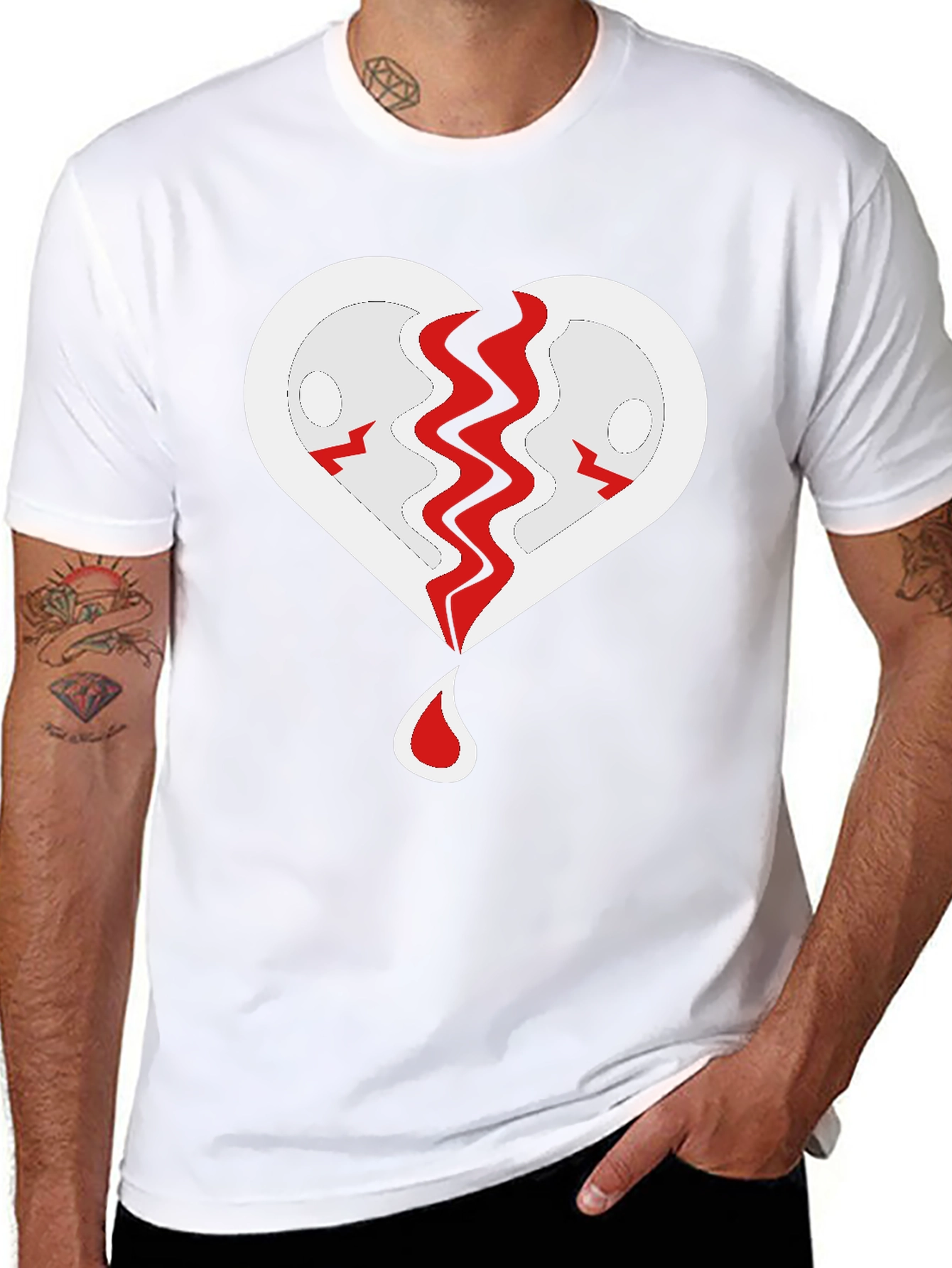 Broken Heart Graphic T-Shirt - Black
