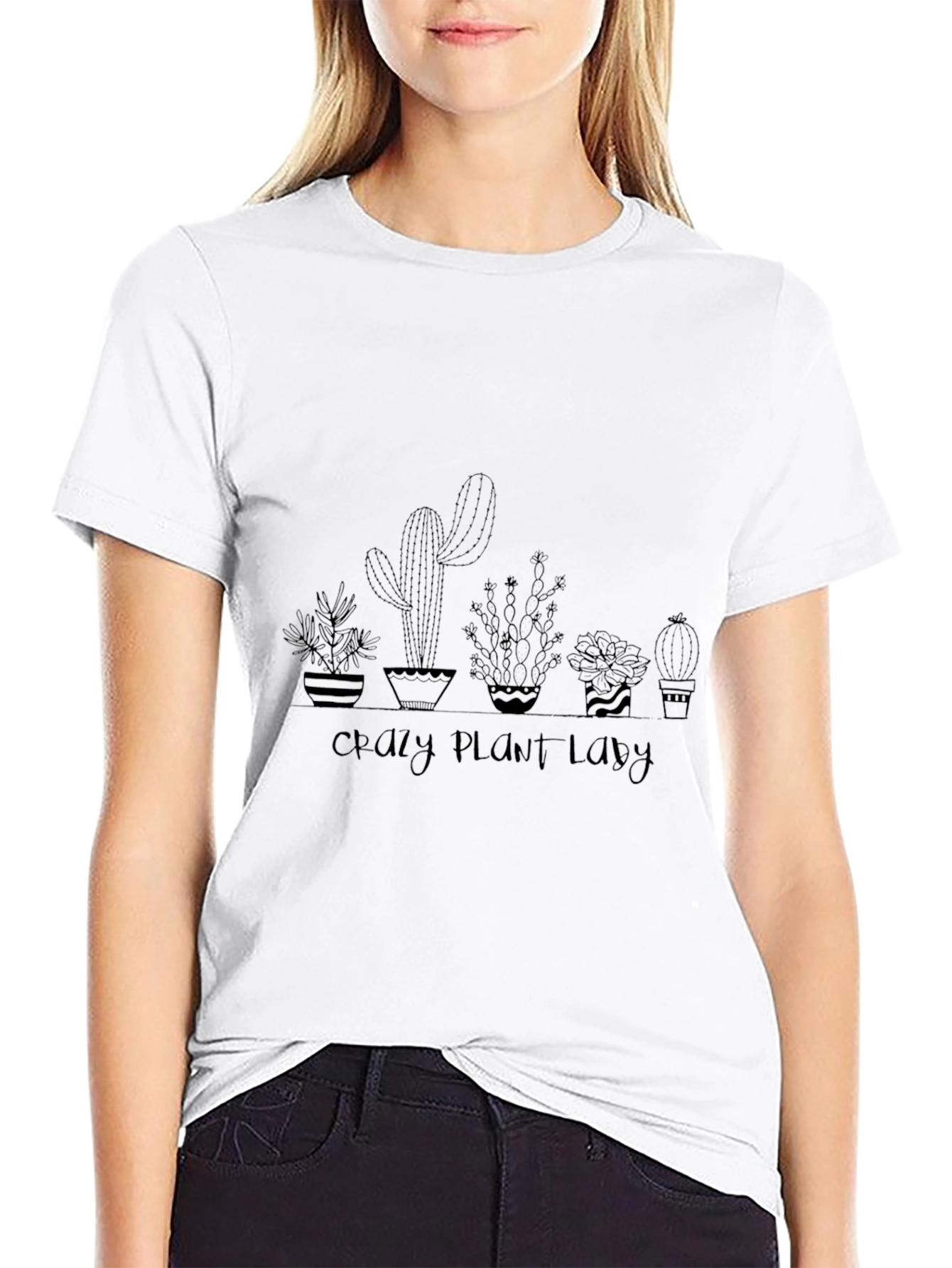 Crazy Plant Lady Black Graphic T-Shirt