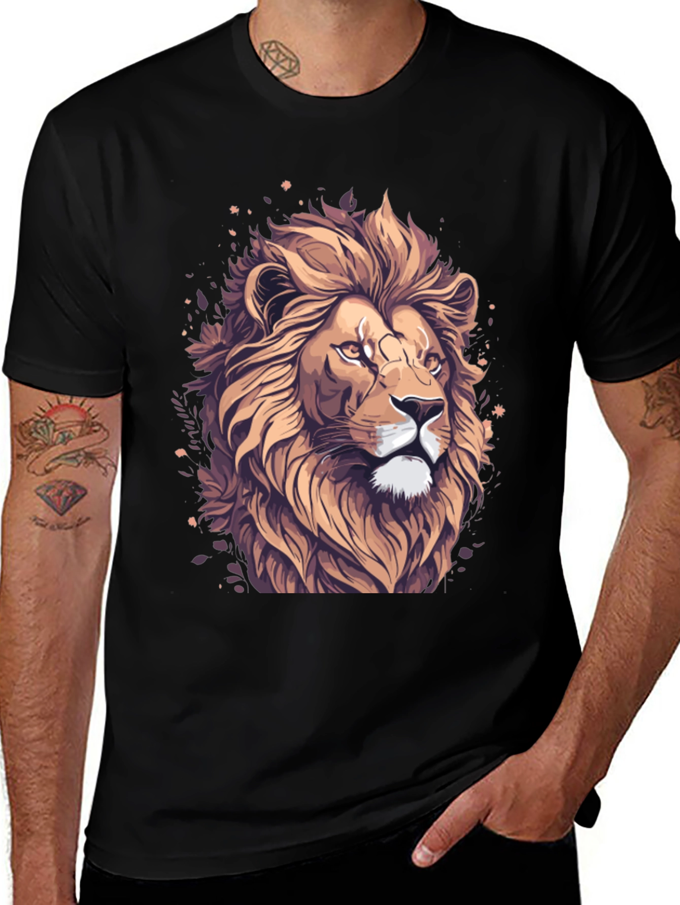 Lion Graphic Tee - Black Stylish T-Shirt