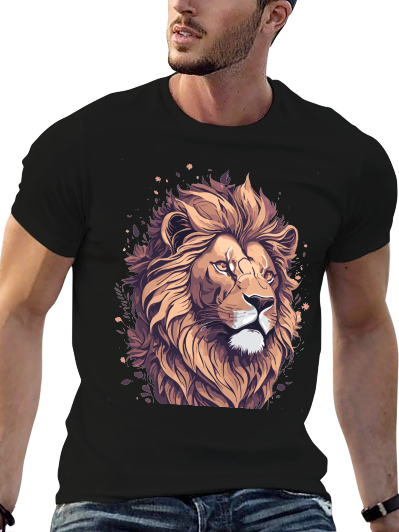 Lion Graphic Tee - Black Stylish T-Shirt