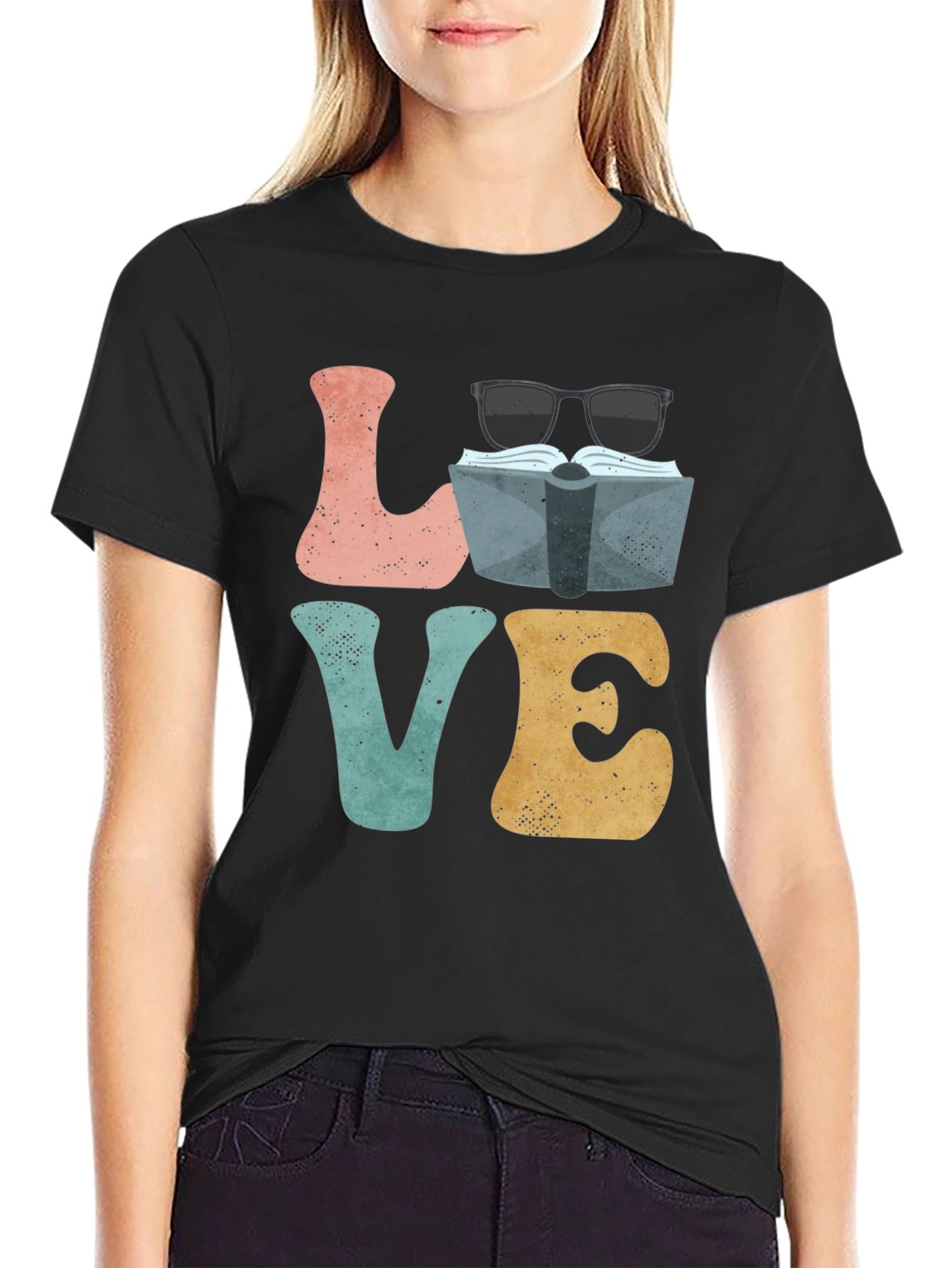 Book Lover Graphic T-Shirt - LOVE Design