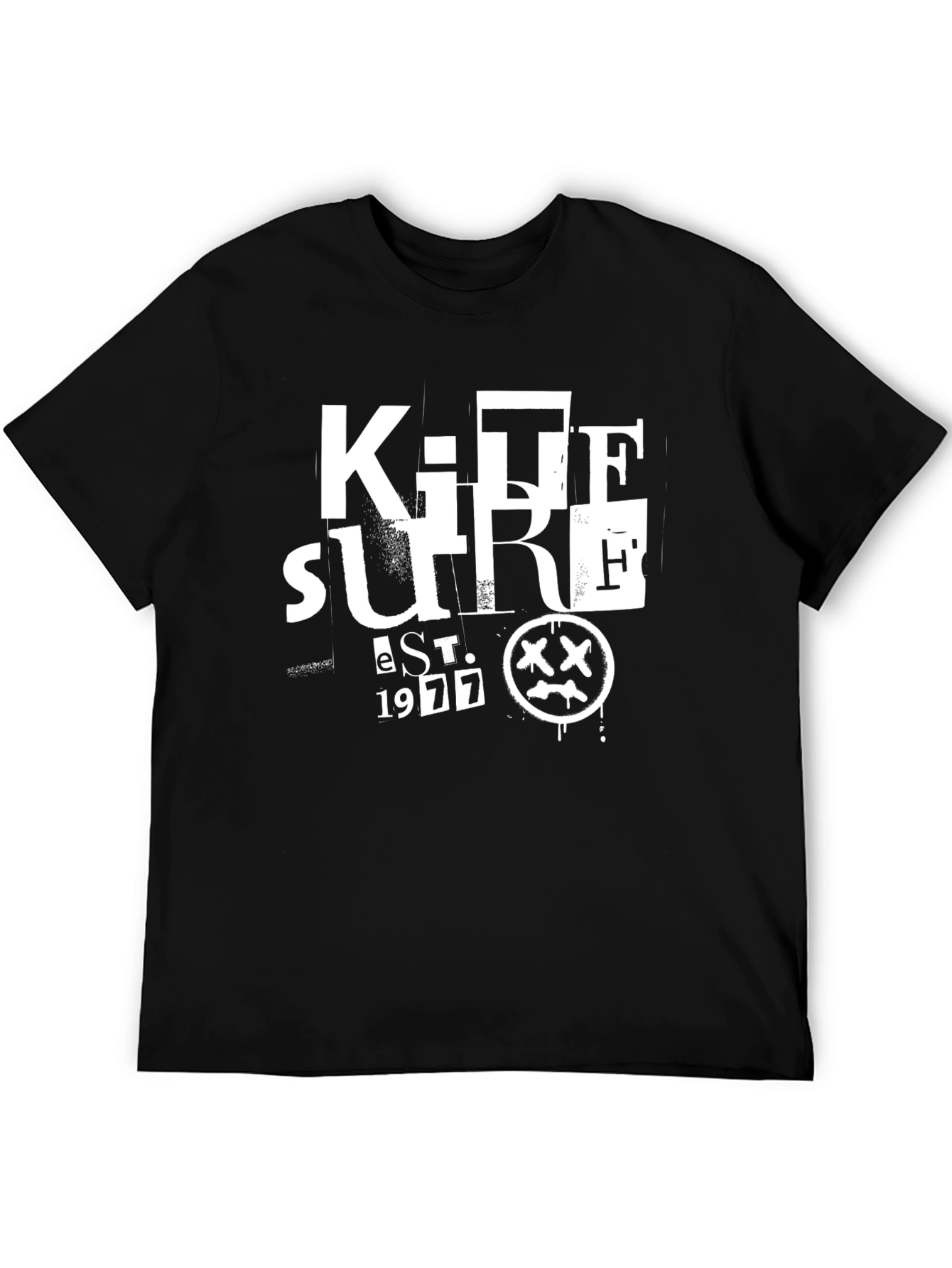 Mens Black Graphic T-Shirt - Kite Surfing