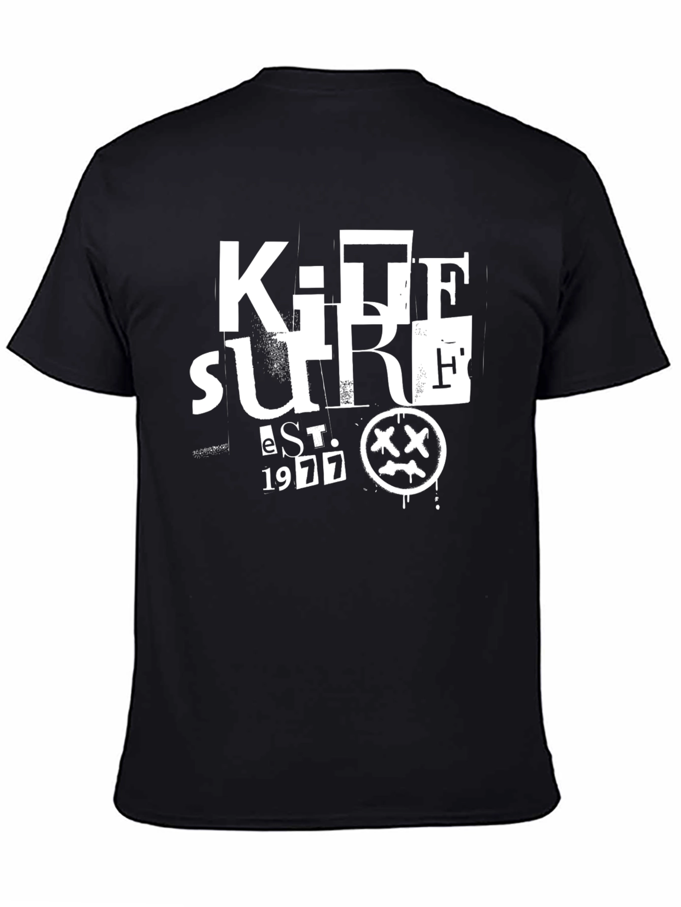 Mens Black Graphic T-Shirt - Kite Surfing