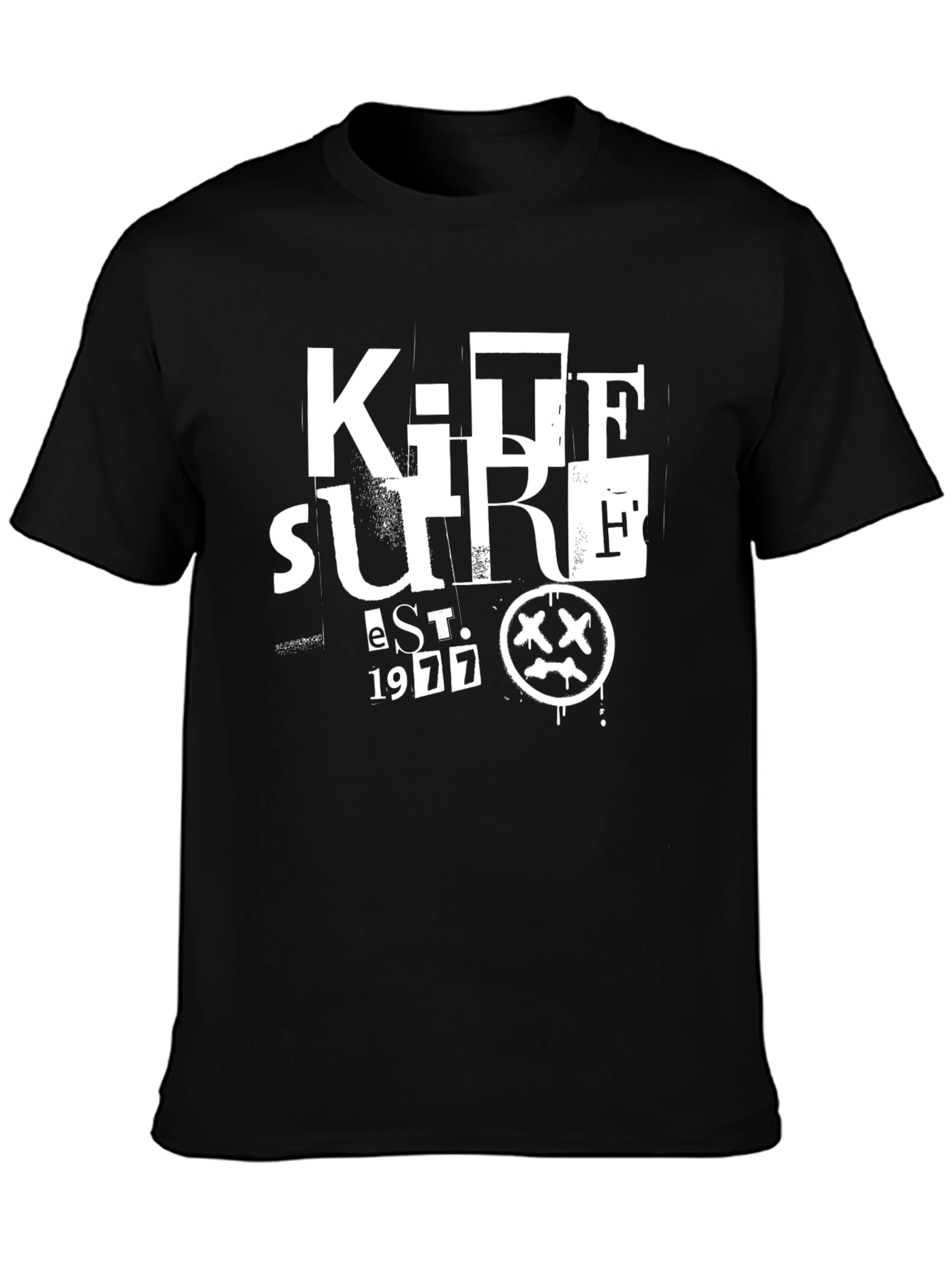 Mens Black Graphic T-Shirt - Kite Surfing