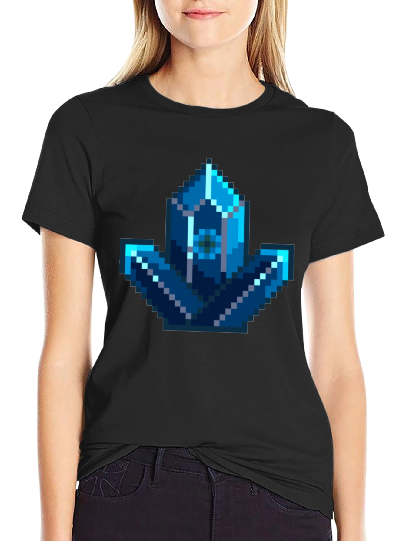 Pixel Art Crystal Graphic Tee - Gamer Style Shirt
