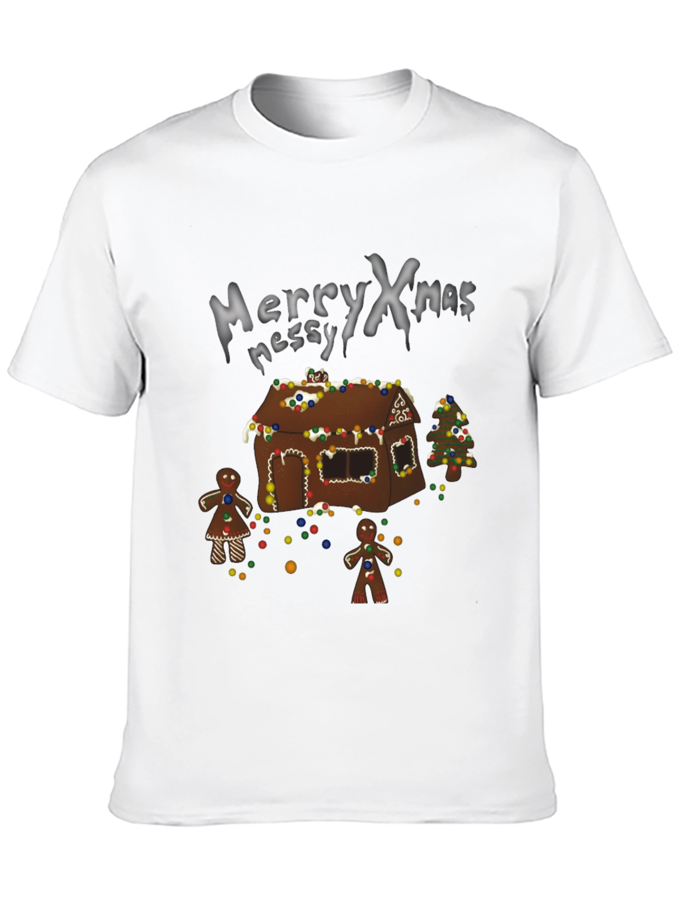 Merry Xmas Messy Gingerbread House Christmas T-Shirt