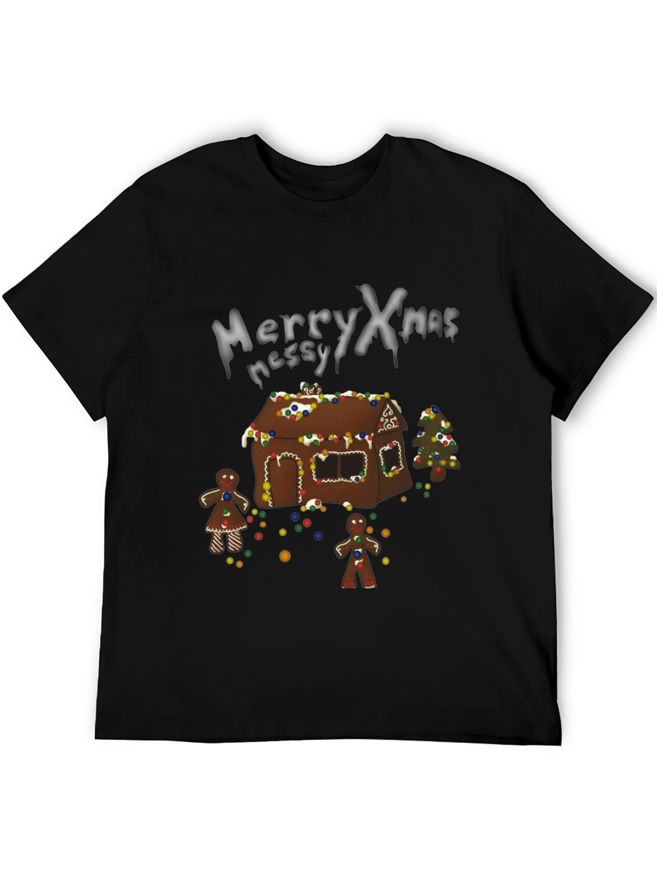 Merry Xmas Messy Gingerbread House Christmas T-Shirt