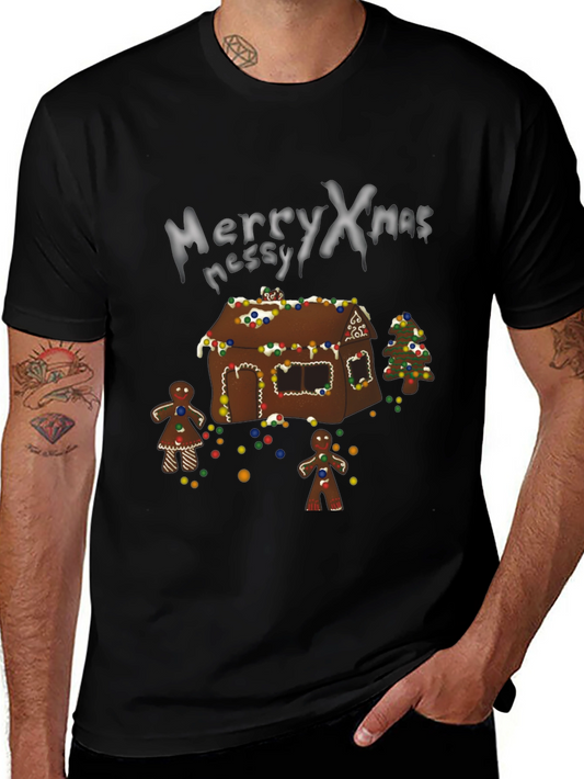 Merry Xmas Messy Gingerbread House Christmas T-Shirt