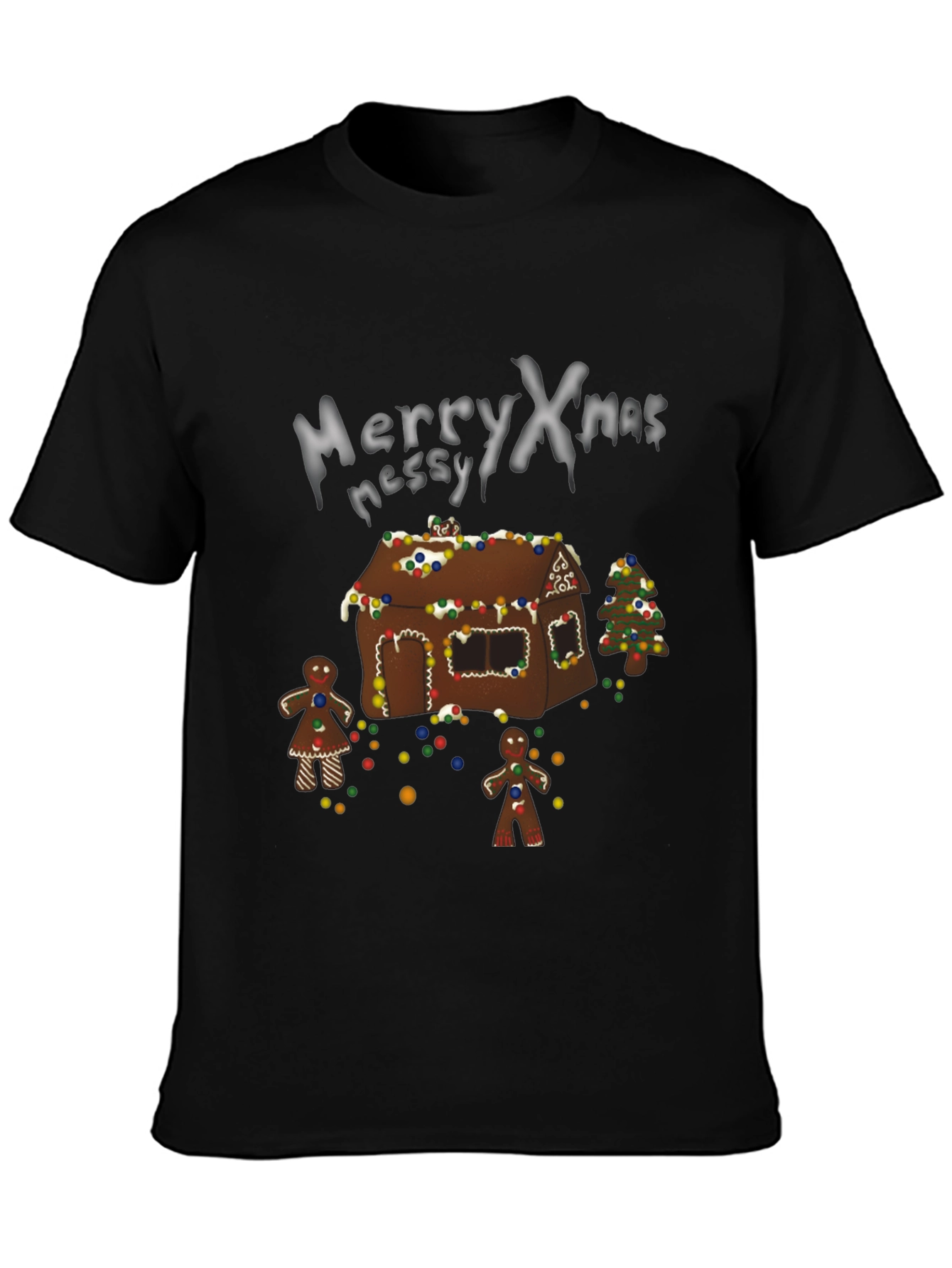 Merry Xmas Messy Gingerbread House Christmas T-Shirt