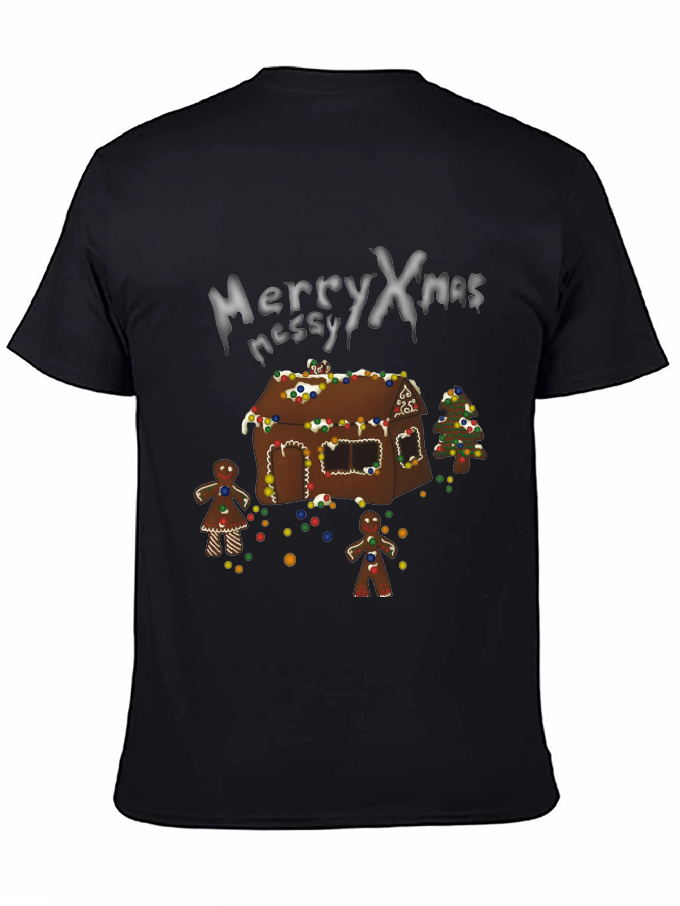 Merry Xmas Messy Gingerbread House Christmas T-Shirt