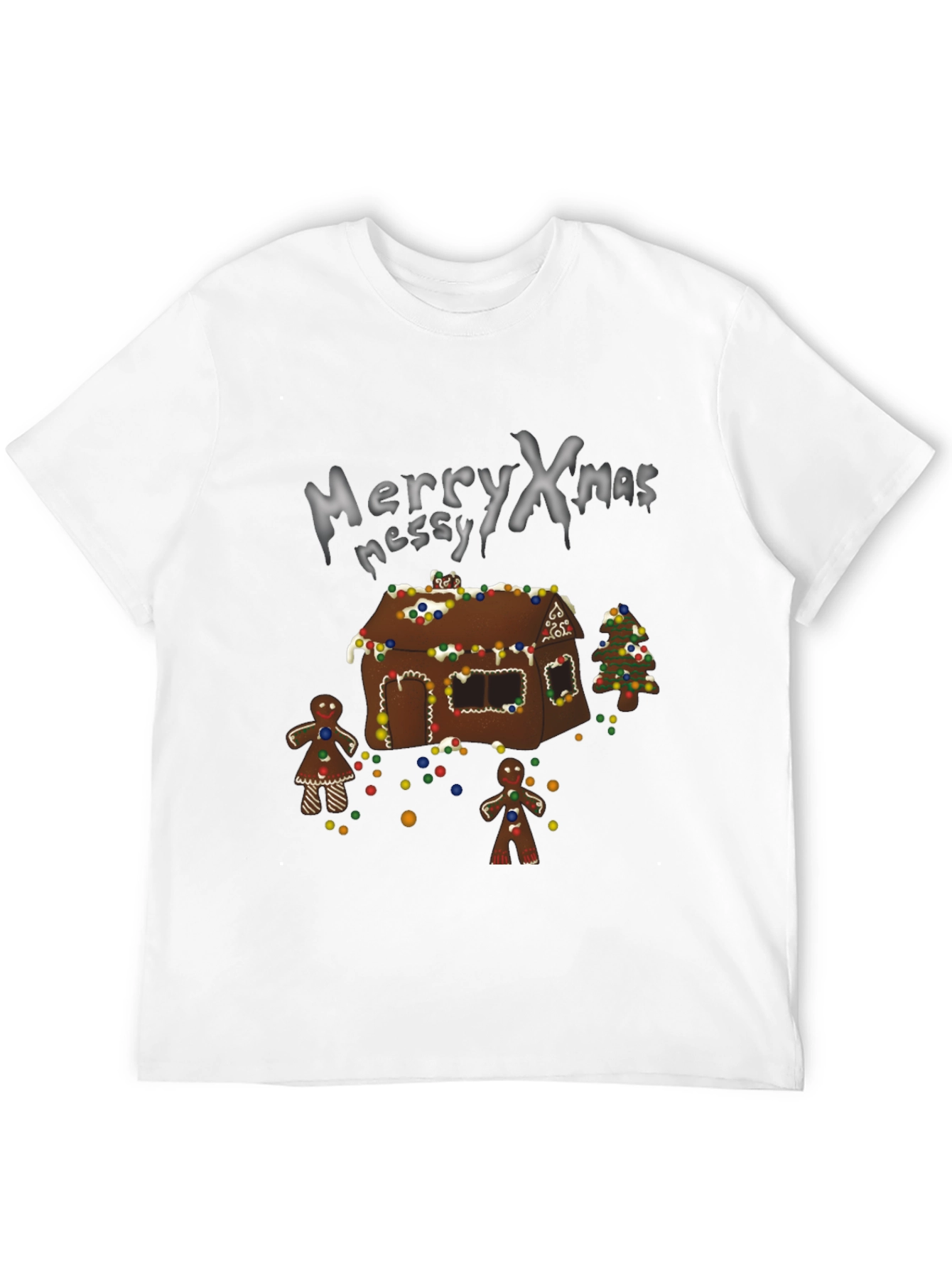 Merry Xmas Messy Gingerbread House Christmas T-Shirt