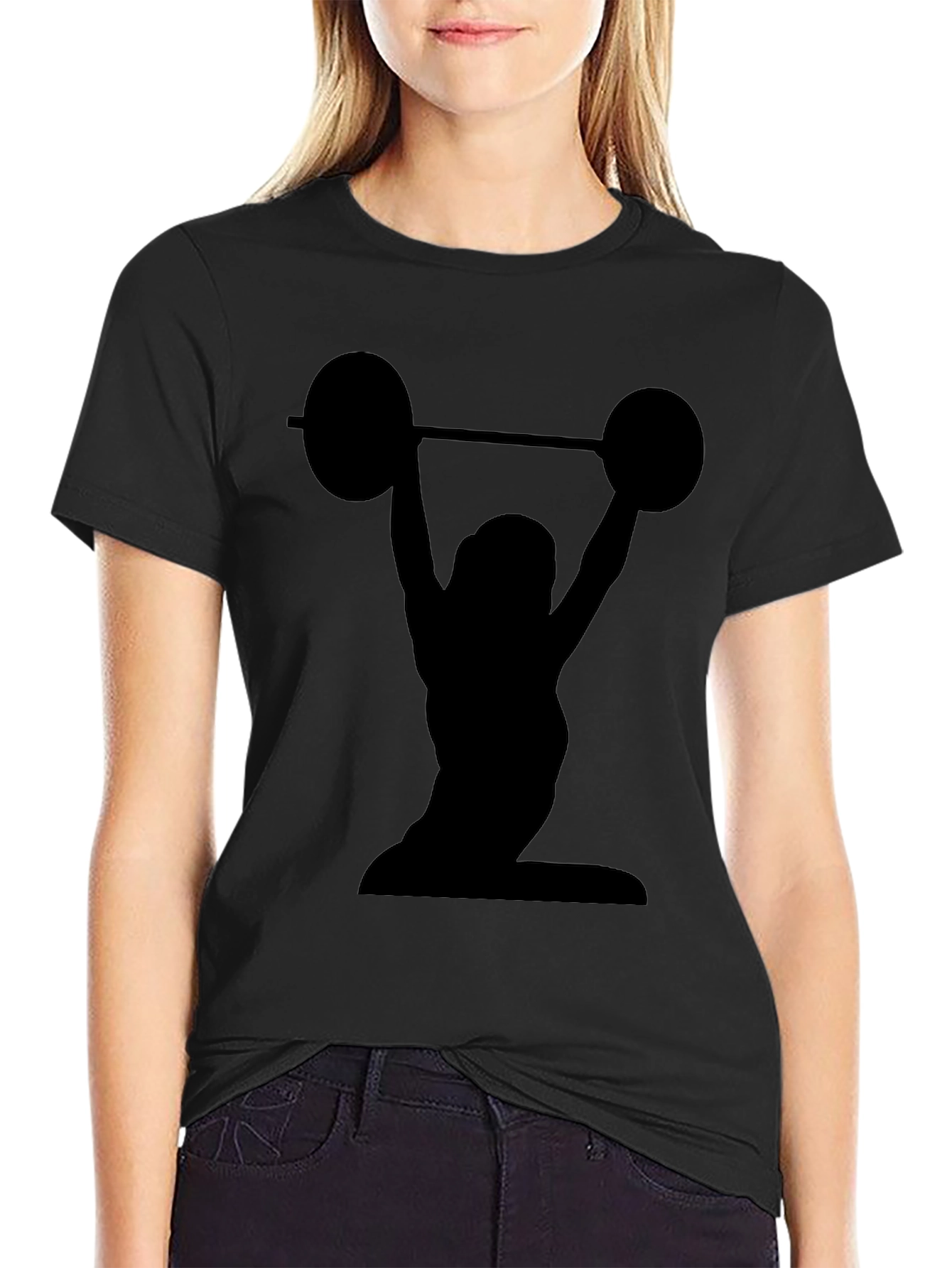 Weightlifting Silhouette Graphic Tee - Black