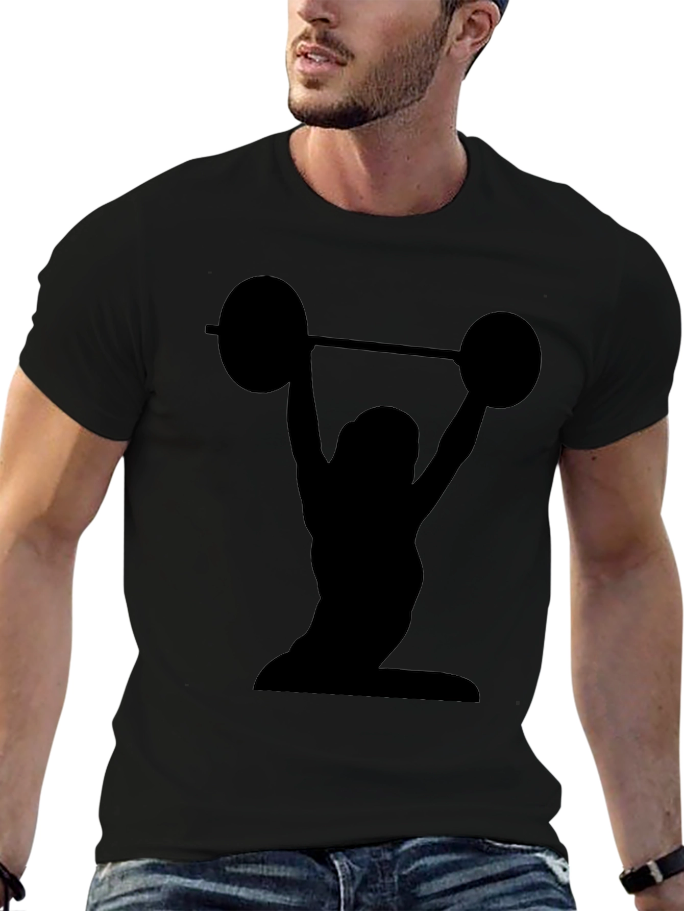 Weightlifting Silhouette Graphic Tee - Black