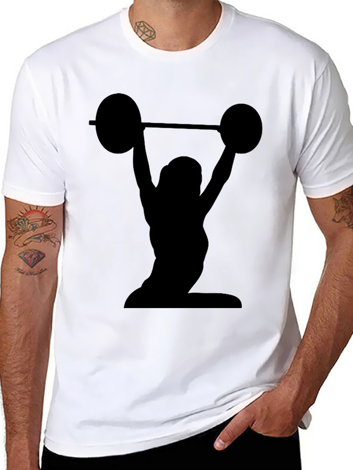 Weightlifting Silhouette Graphic Tee - Black