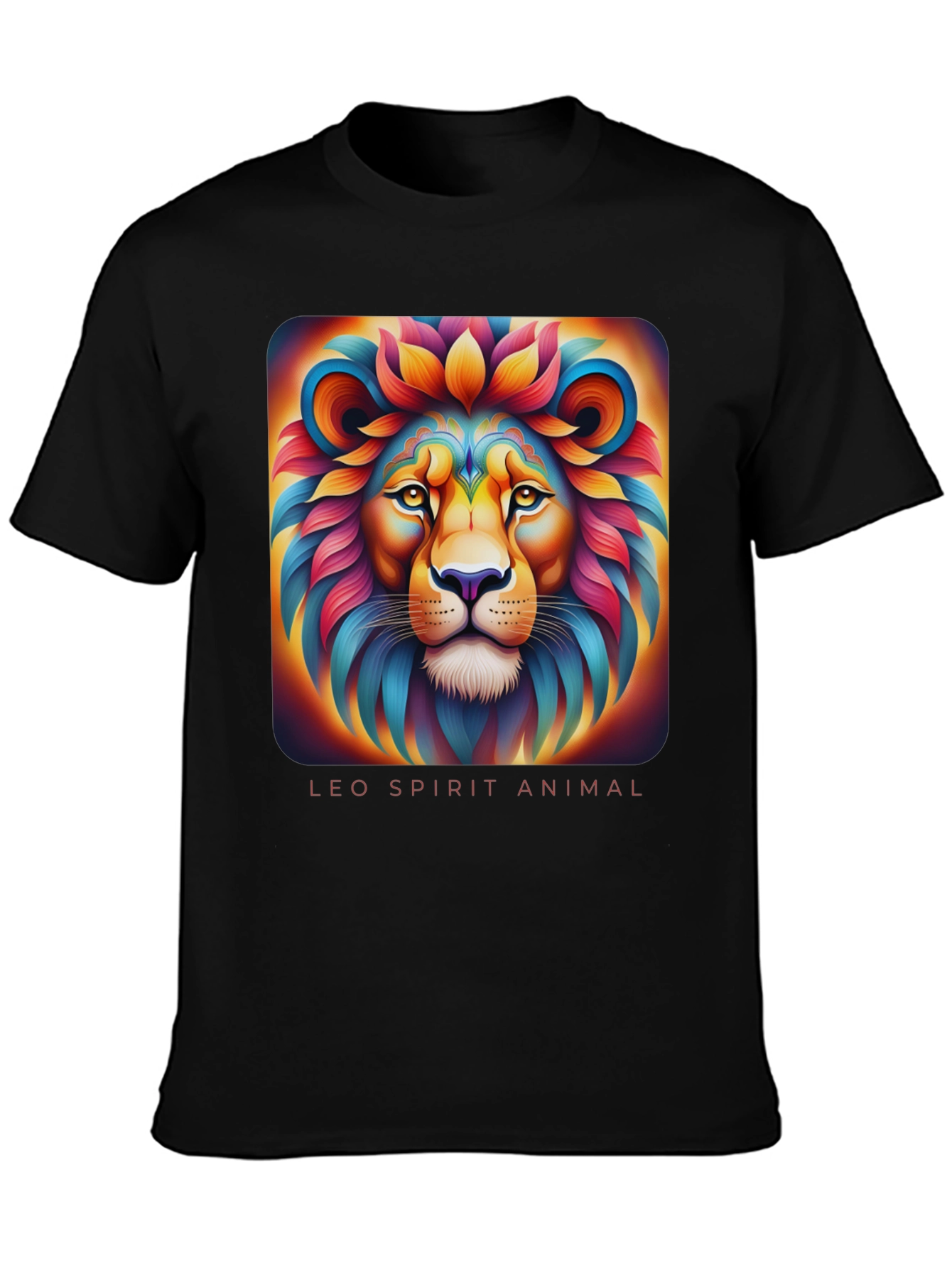 Leo Spirit Animal Graphic T-Shirt - Black