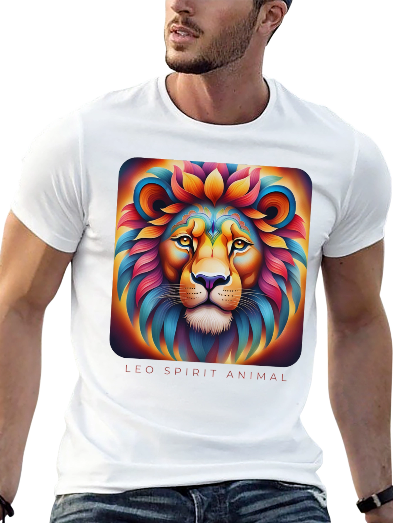 Leo Spirit Animal Graphic T-Shirt - Black