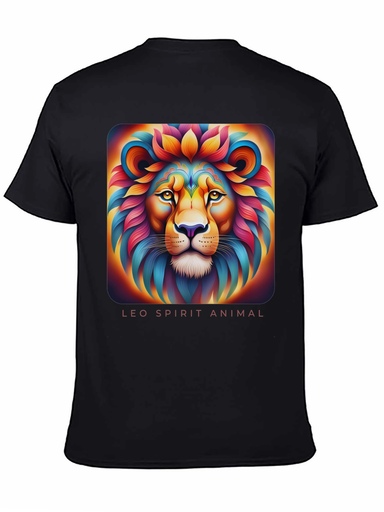 Leo Spirit Animal Graphic T-Shirt - Black