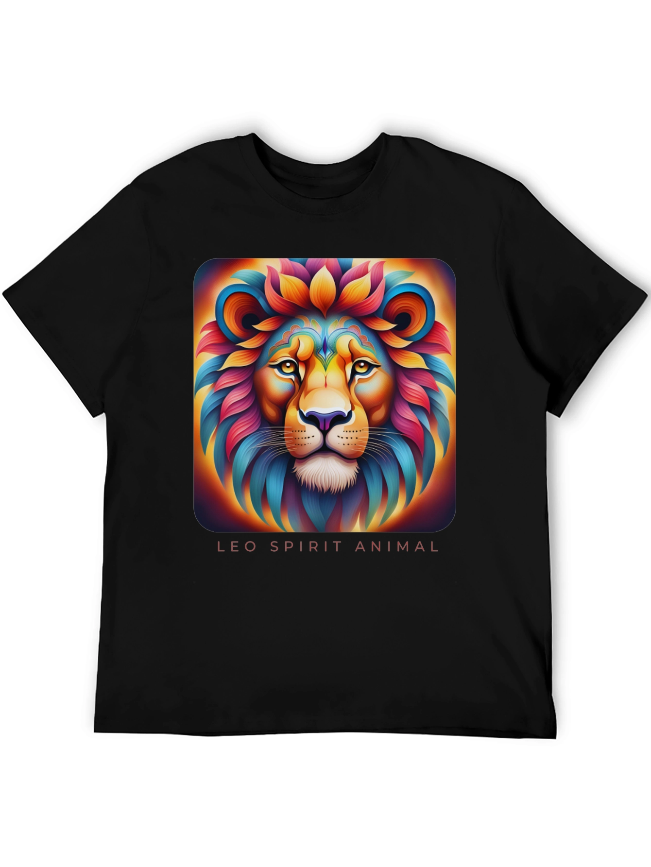 Leo Spirit Animal Graphic T-Shirt - Black