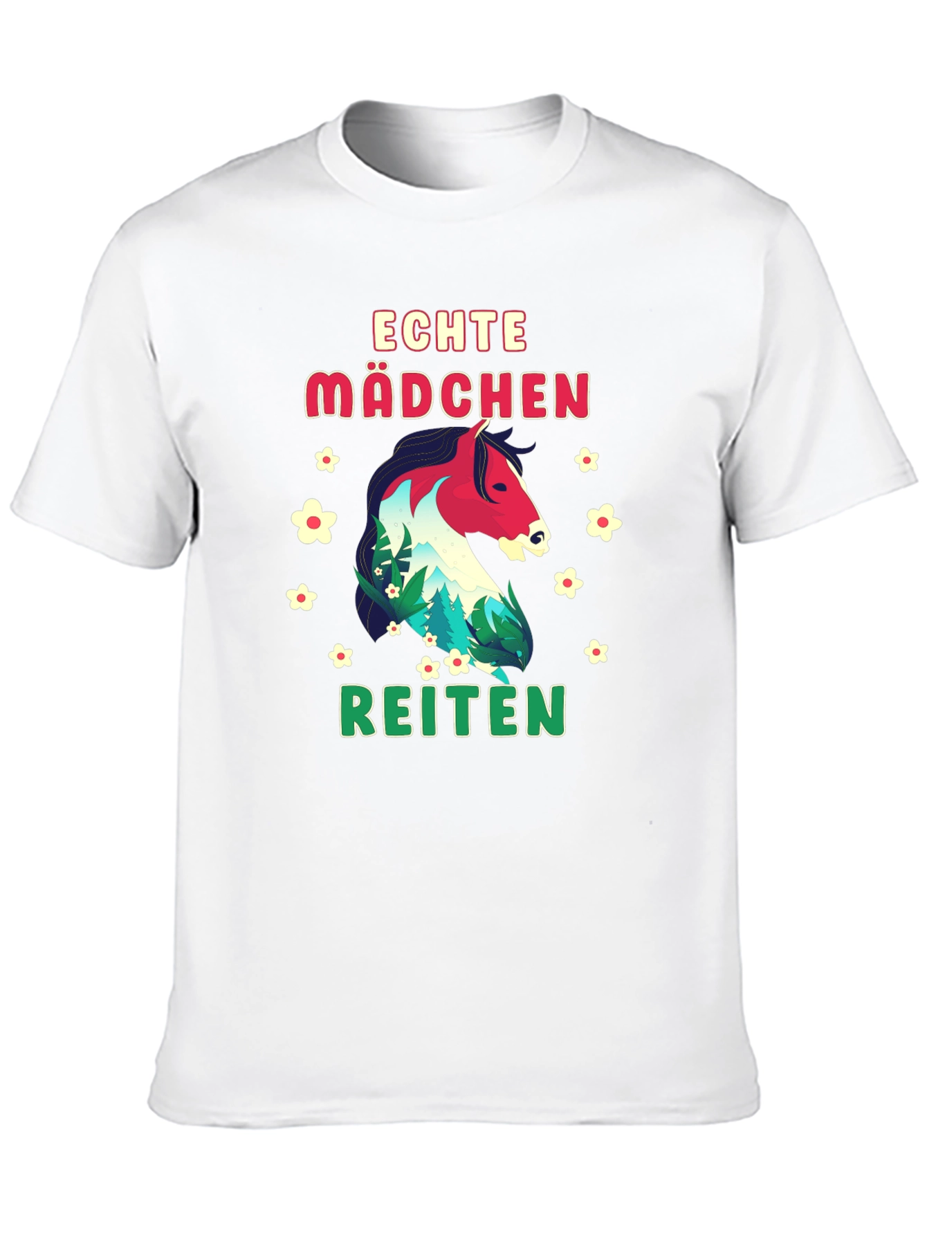Echte Madchen Reiten Horse Graphic Tee - Black