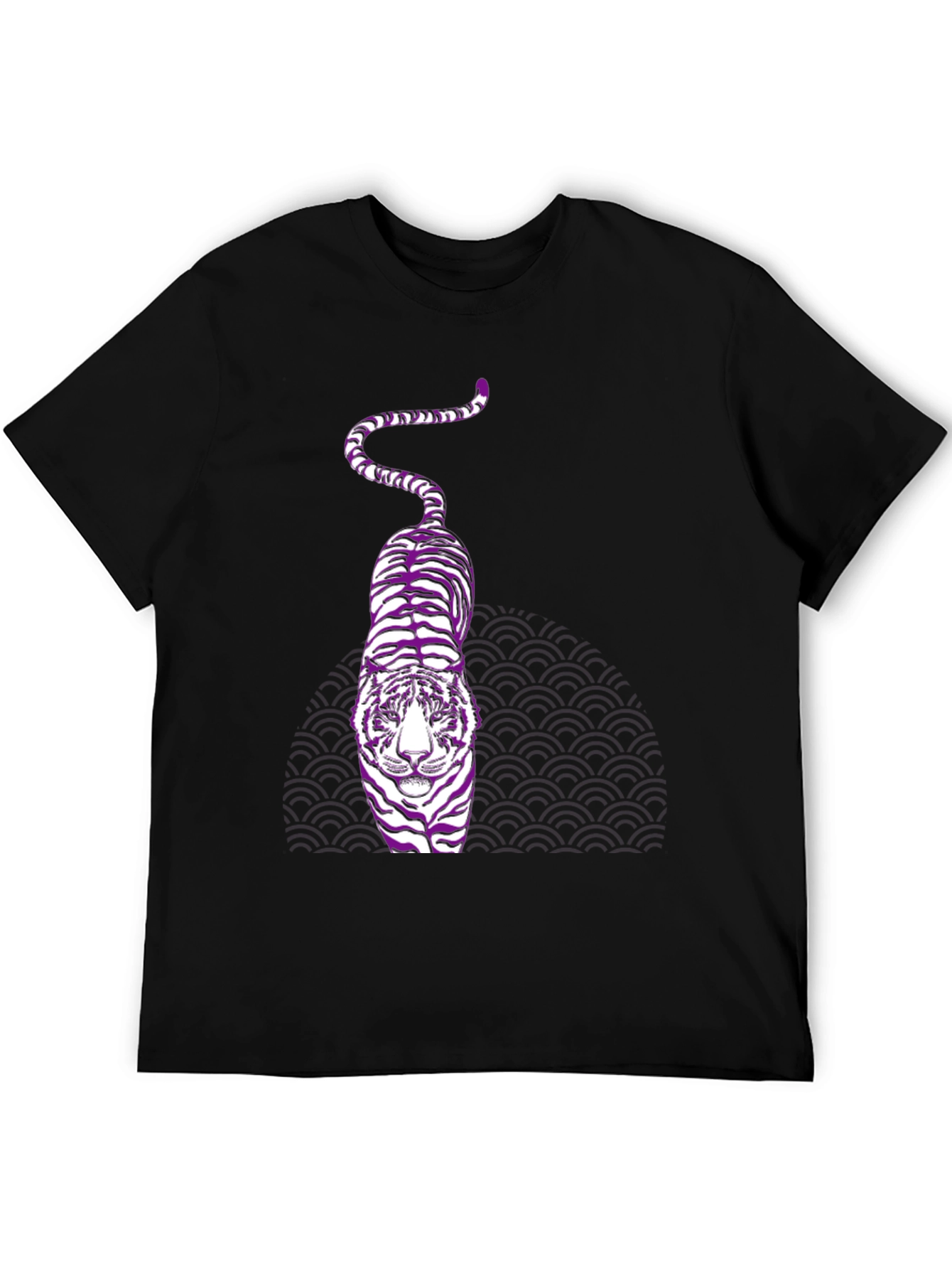 Purple Tiger Graphic Black T-Shirt