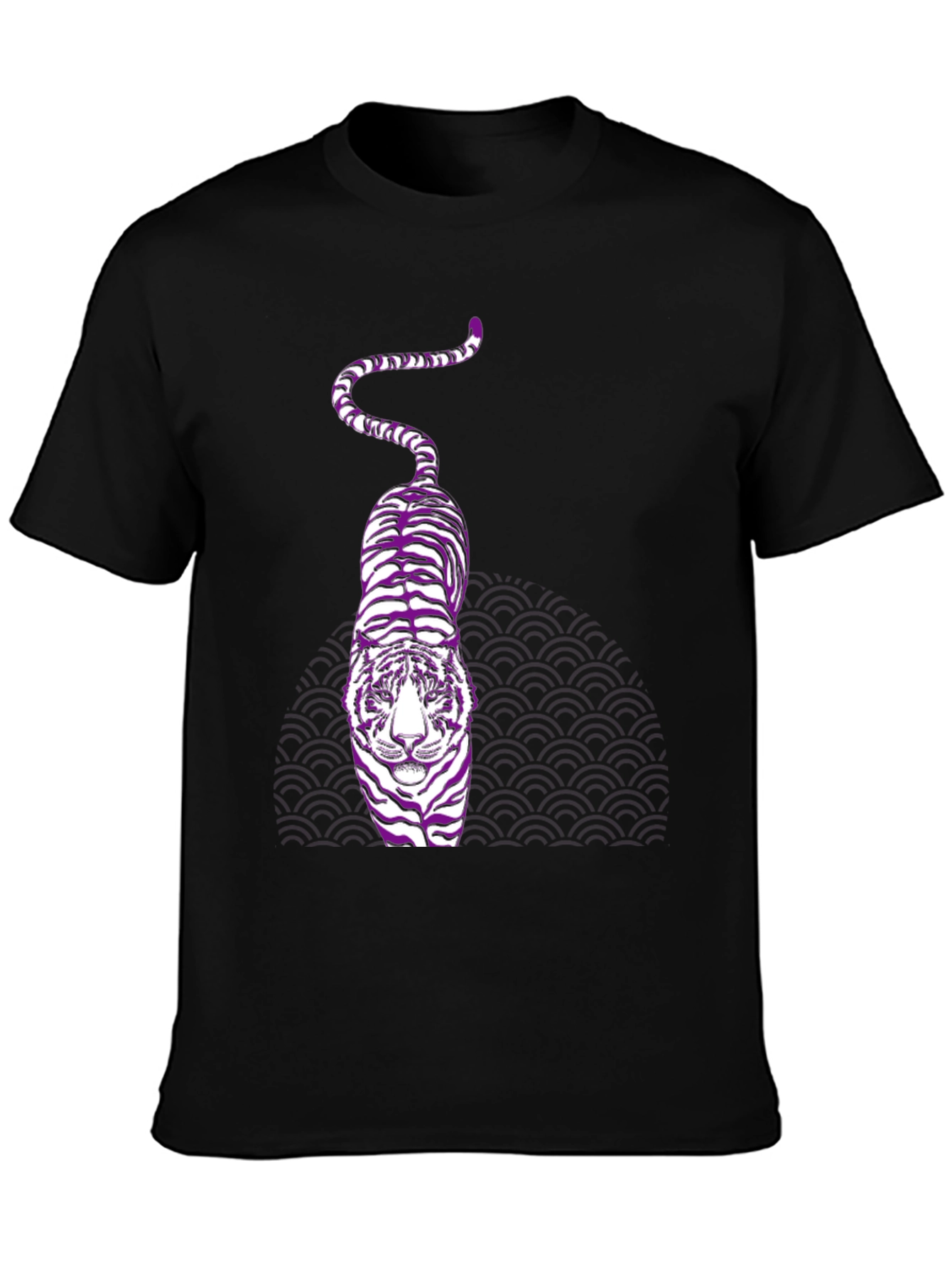 Purple Tiger Graphic Black T-Shirt