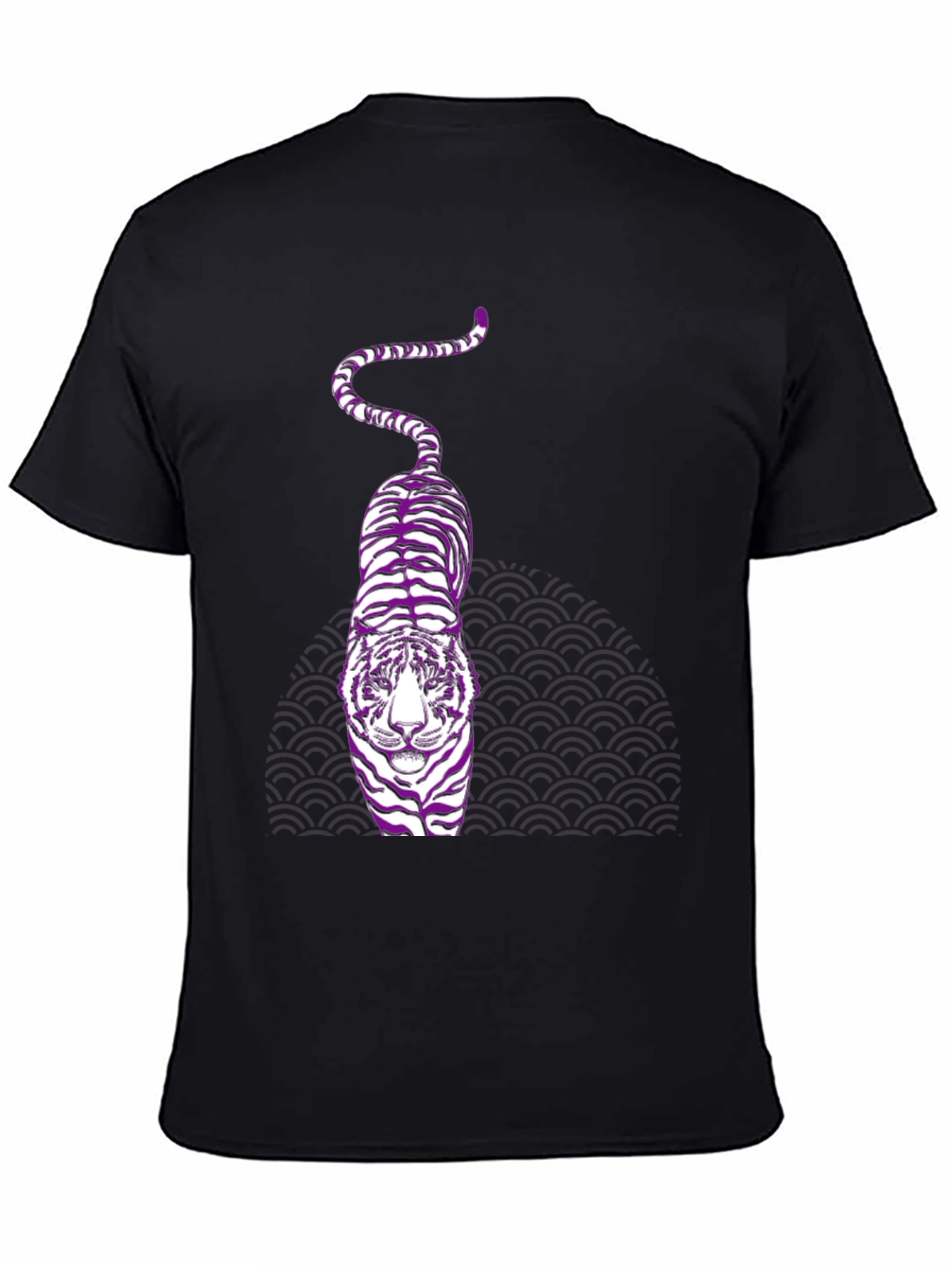 Purple Tiger Graphic Black T-Shirt