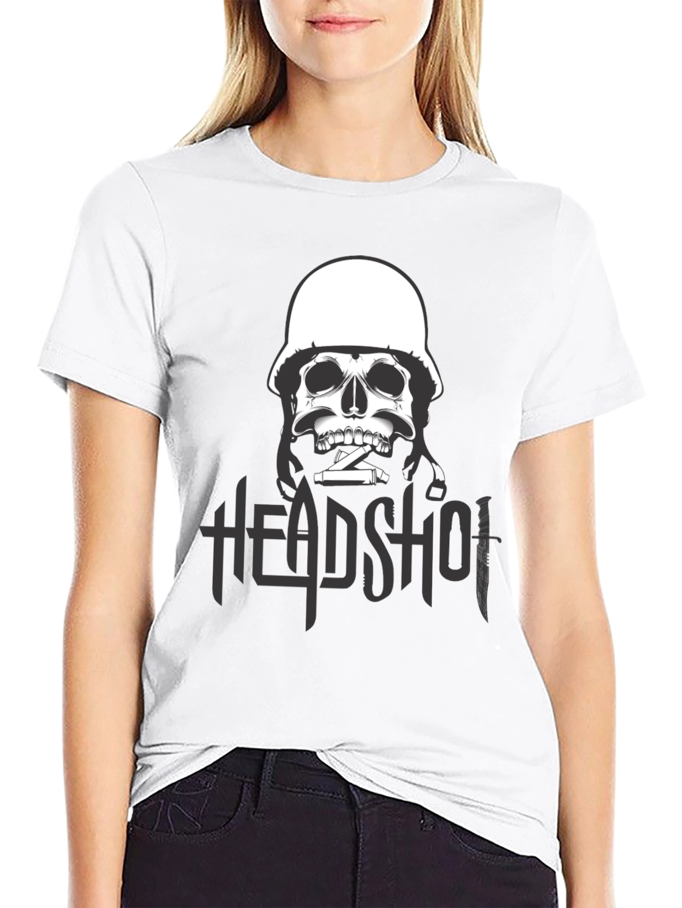Edgy Skull Headshot Graphic Print T-Shirt