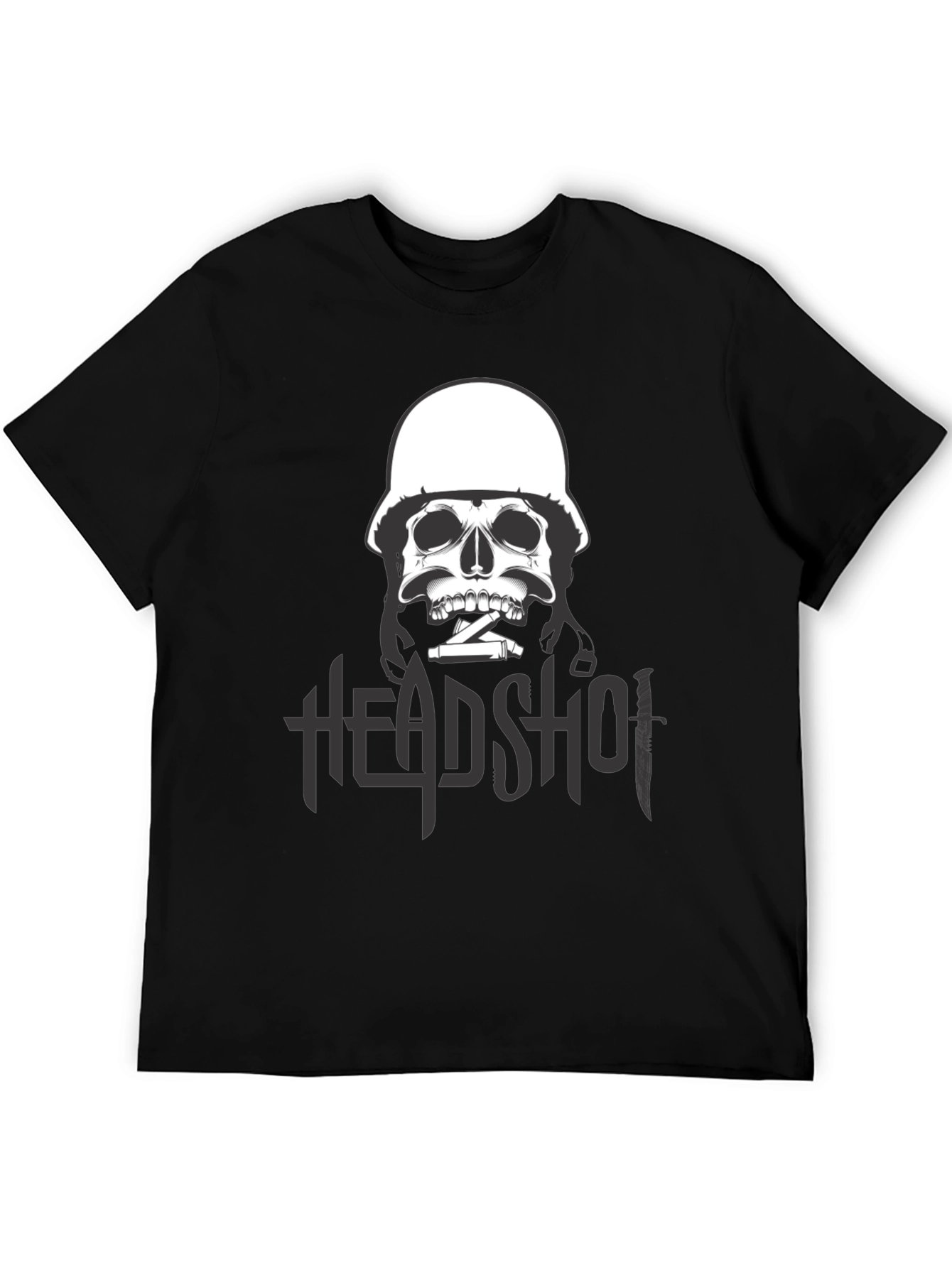Edgy Skull Headshot Graphic Print T-Shirt