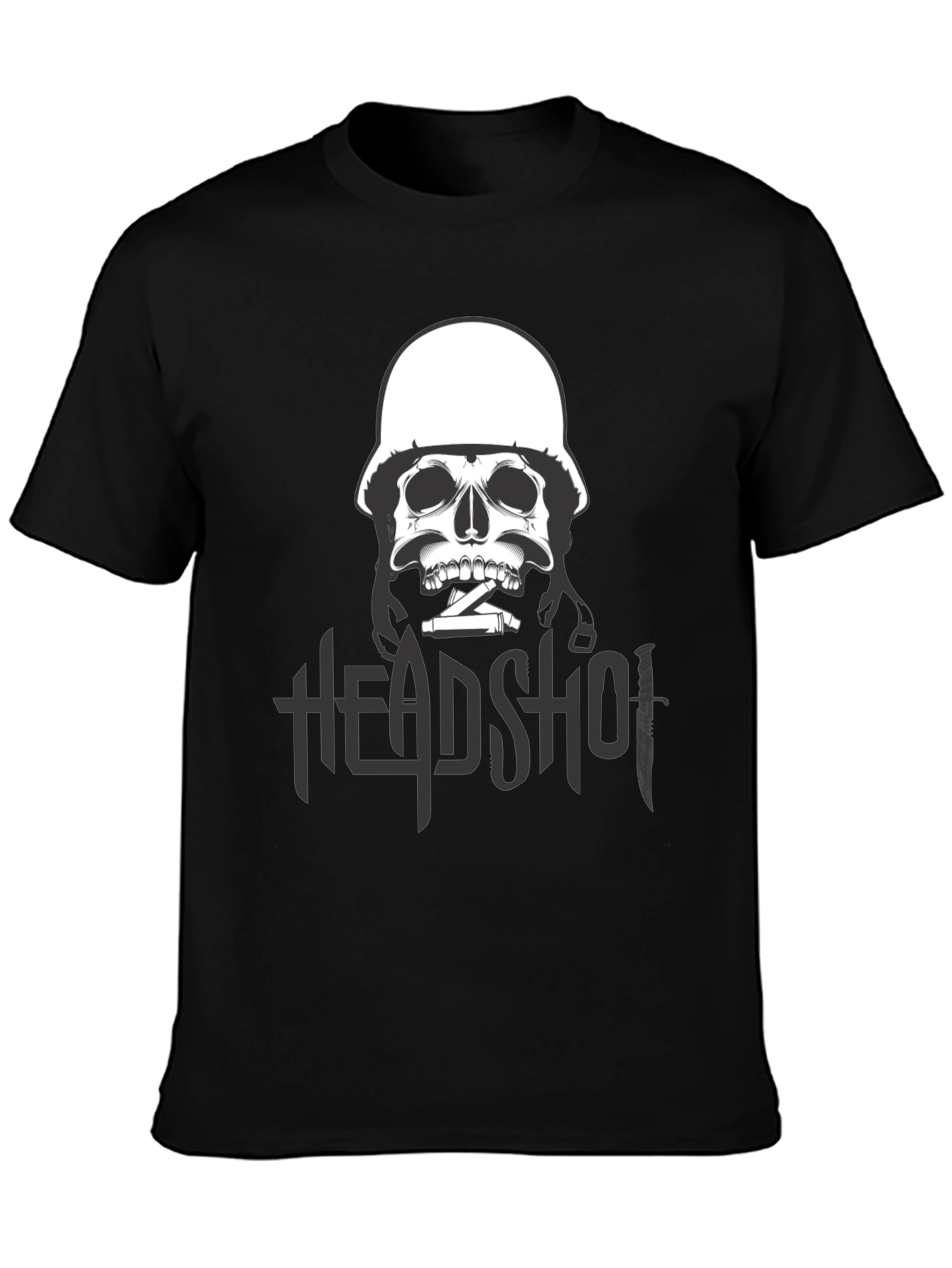 Edgy Skull Headshot Graphic Print T-Shirt