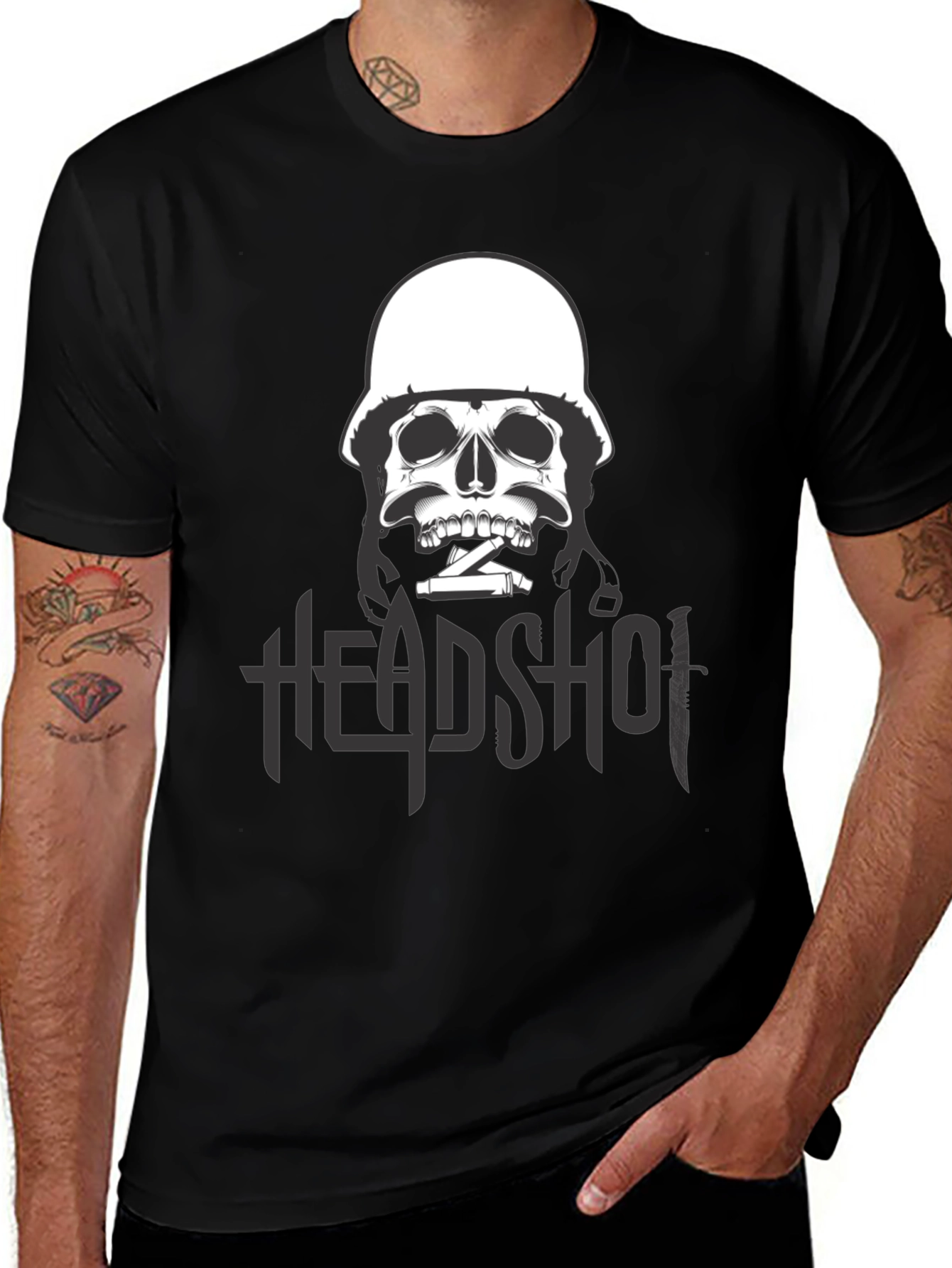 Edgy Skull Headshot Graphic Print T-Shirt