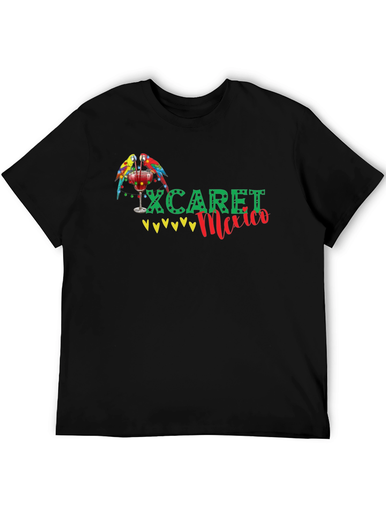 Xcaret Mexico Parrot Graphic Black T-Shirt