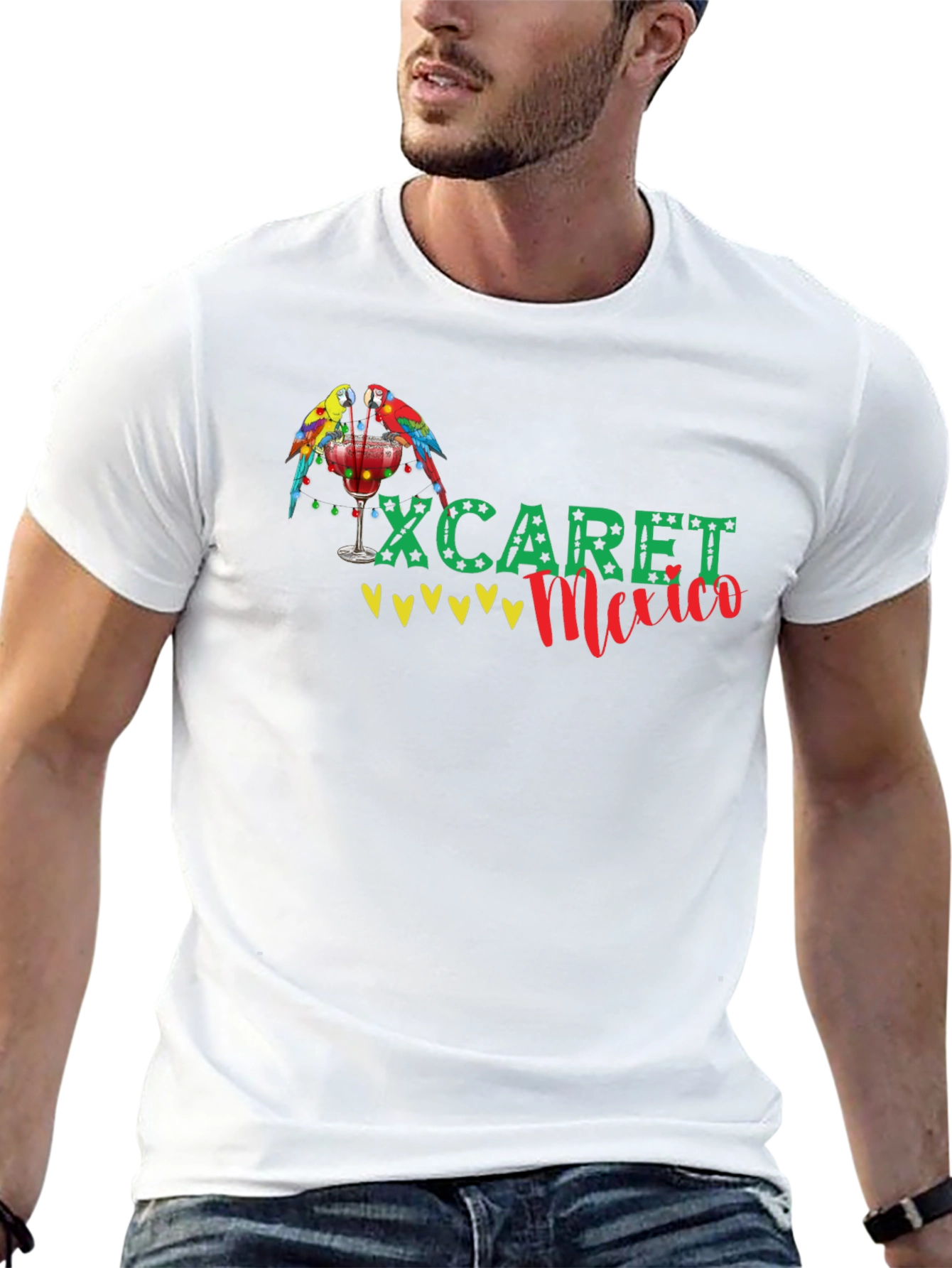 Xcaret Mexico Parrot Graphic Black T-Shirt