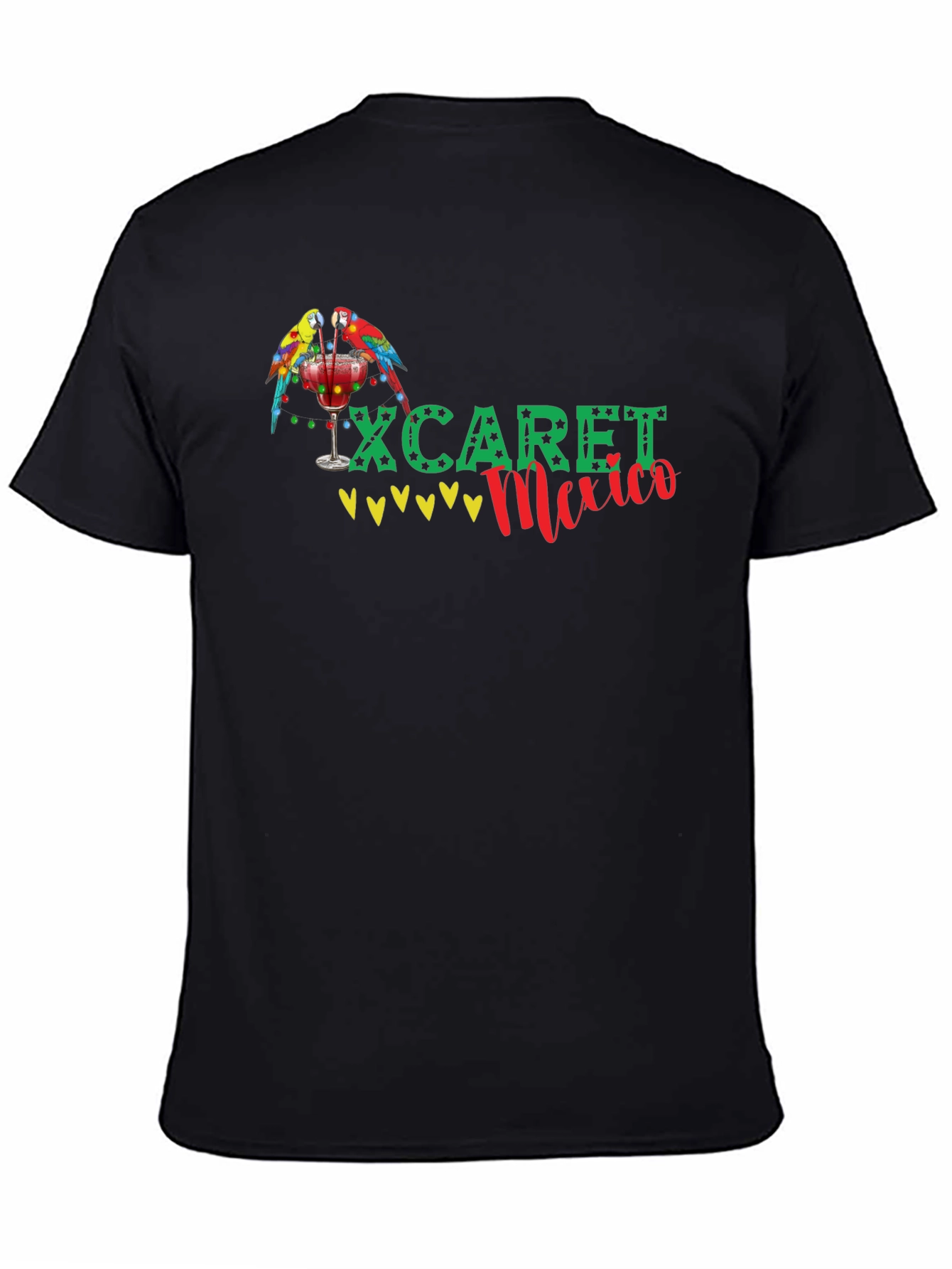 Xcaret Mexico Parrot Graphic Black T-Shirt