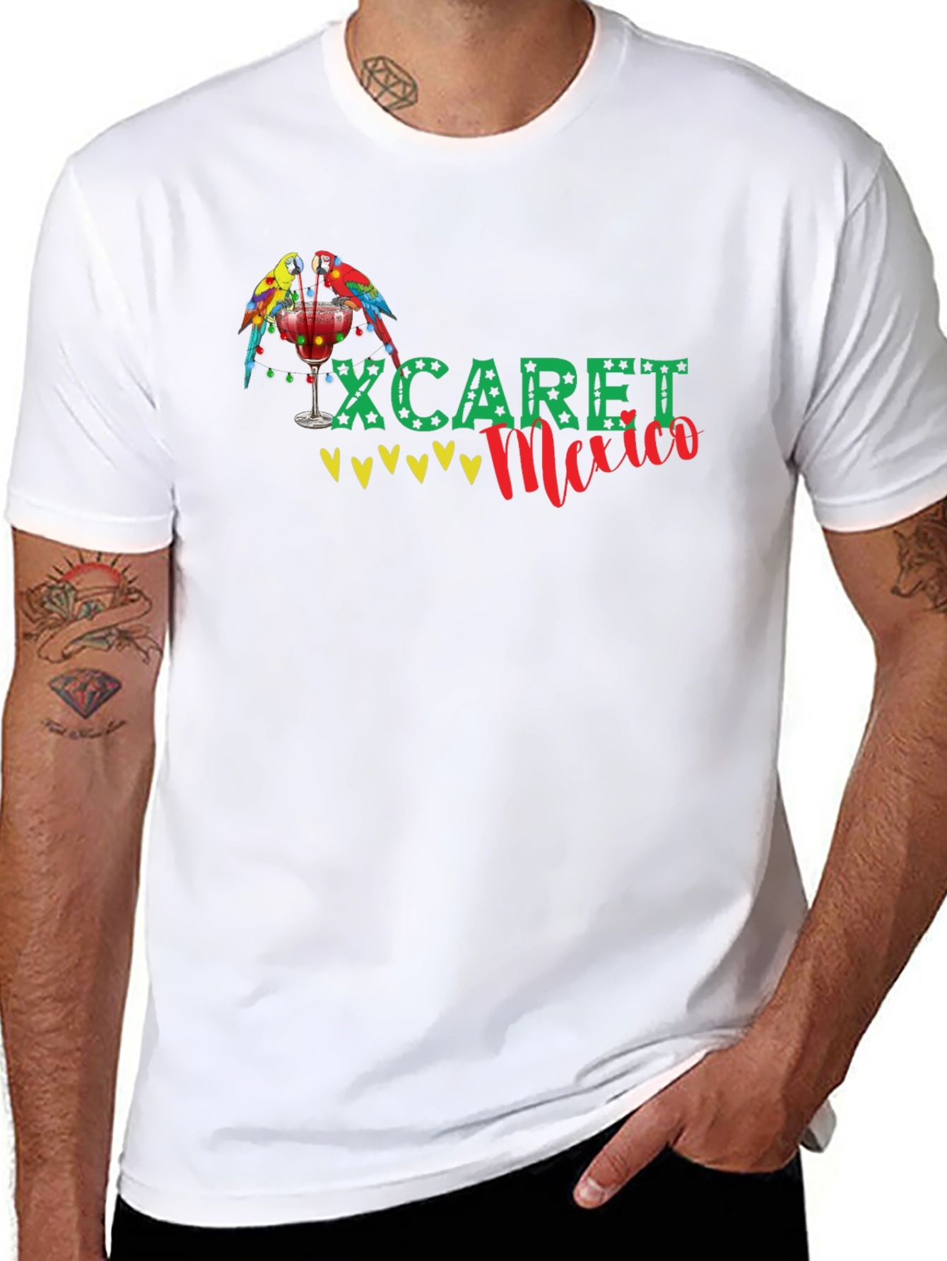 Xcaret Mexico Parrot Graphic Black T-Shirt