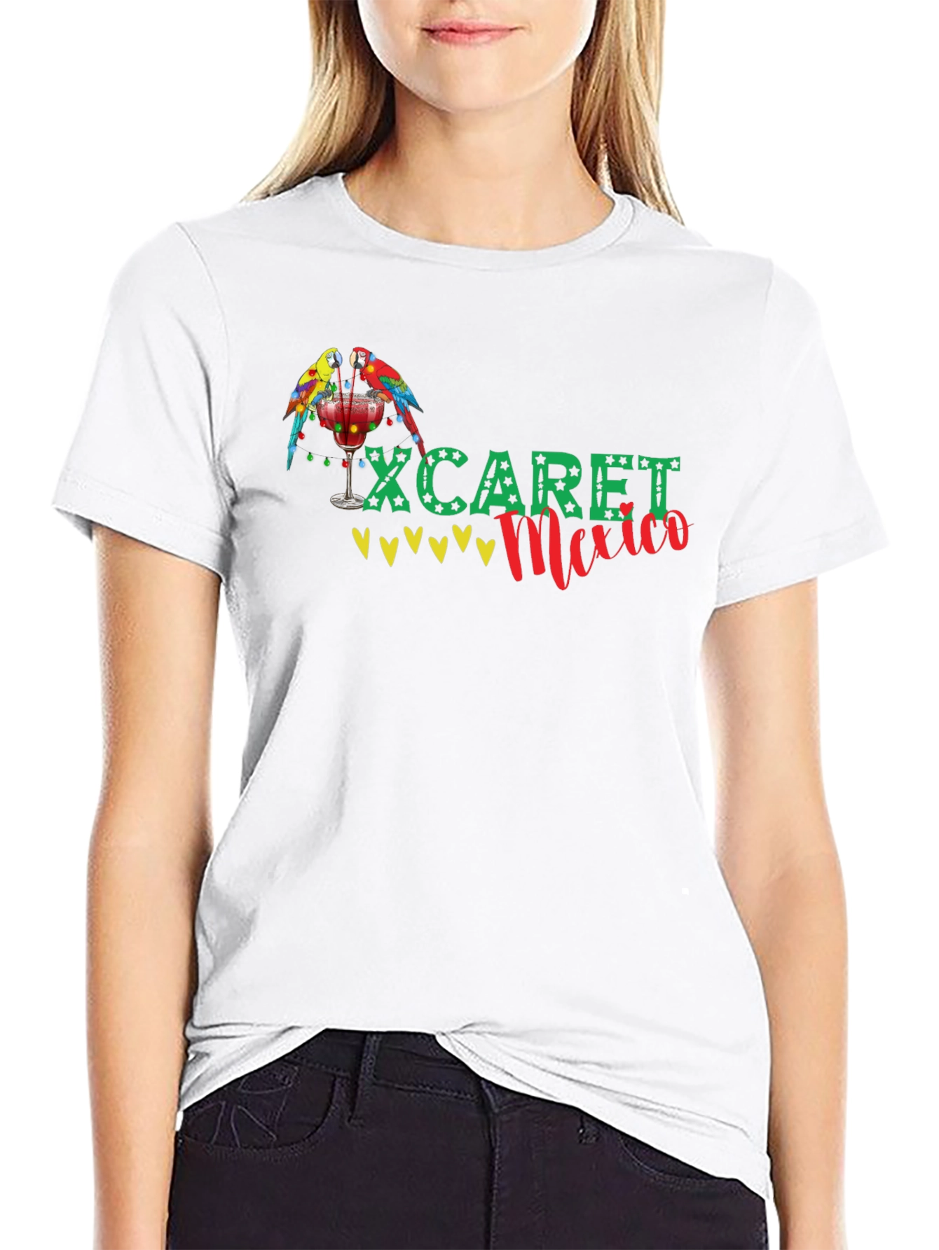 Xcaret Mexico Parrot Graphic Black T-Shirt