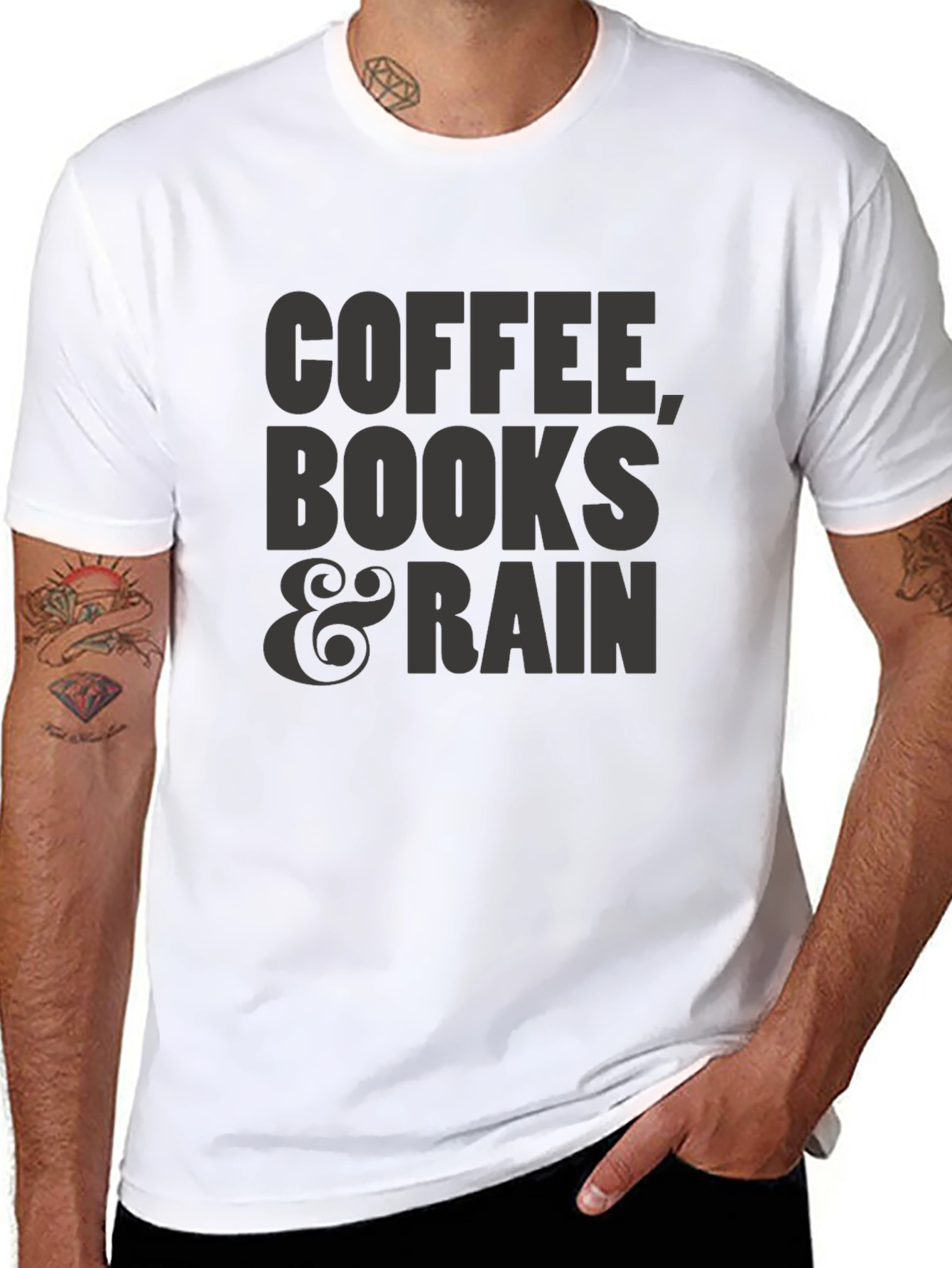 Coffee Books & Rain Graphic T-Shirt