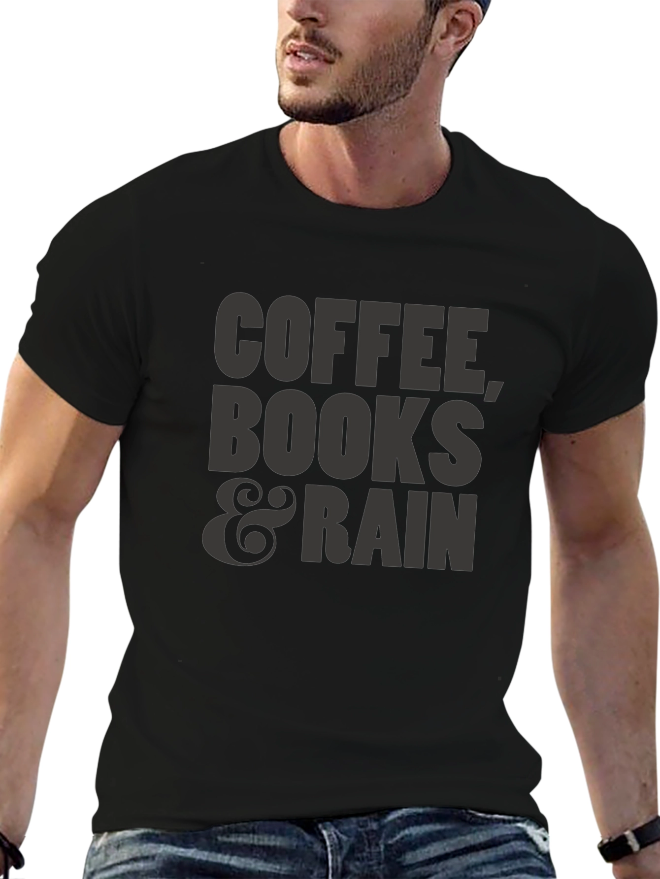 Coffee Books & Rain Graphic T-Shirt
