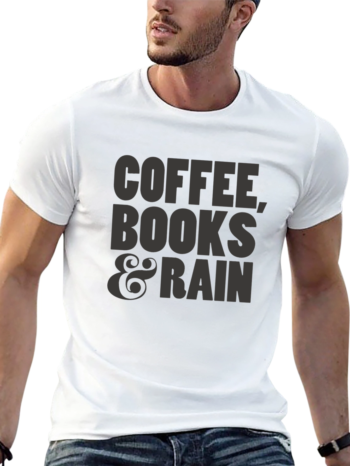 Coffee Books & Rain Graphic T-Shirt