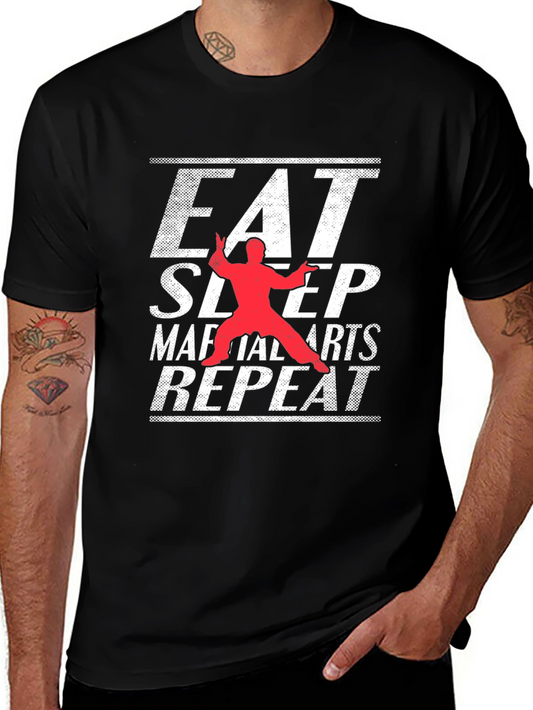 Eat Sleep Martial Arts Repeat Black T-Shirt