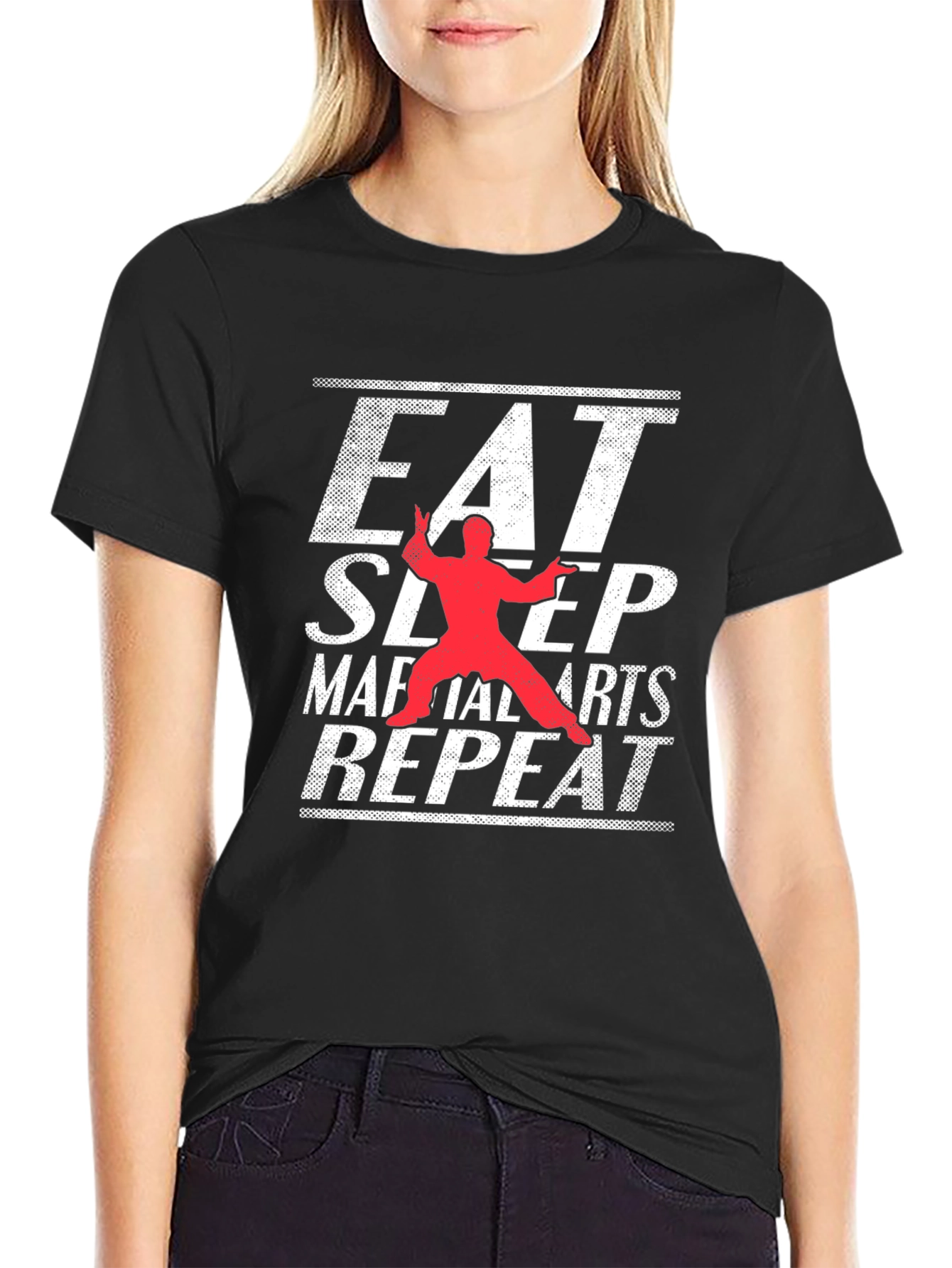 Eat Sleep Martial Arts Repeat Black T-Shirt